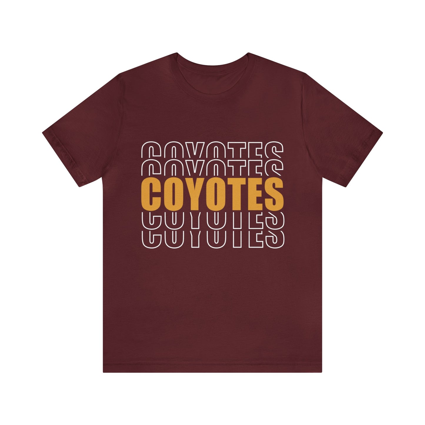 Shelby Coyotes Stacked Outline Adult Unisex Jersey Short Sleeve Tee in Maroon