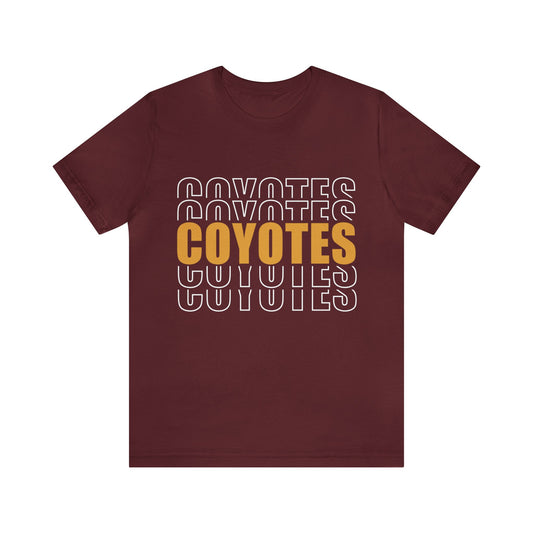 Shelby Coyotes Stacked Outline Adult Unisex Jersey Short Sleeve Tee in Maroon