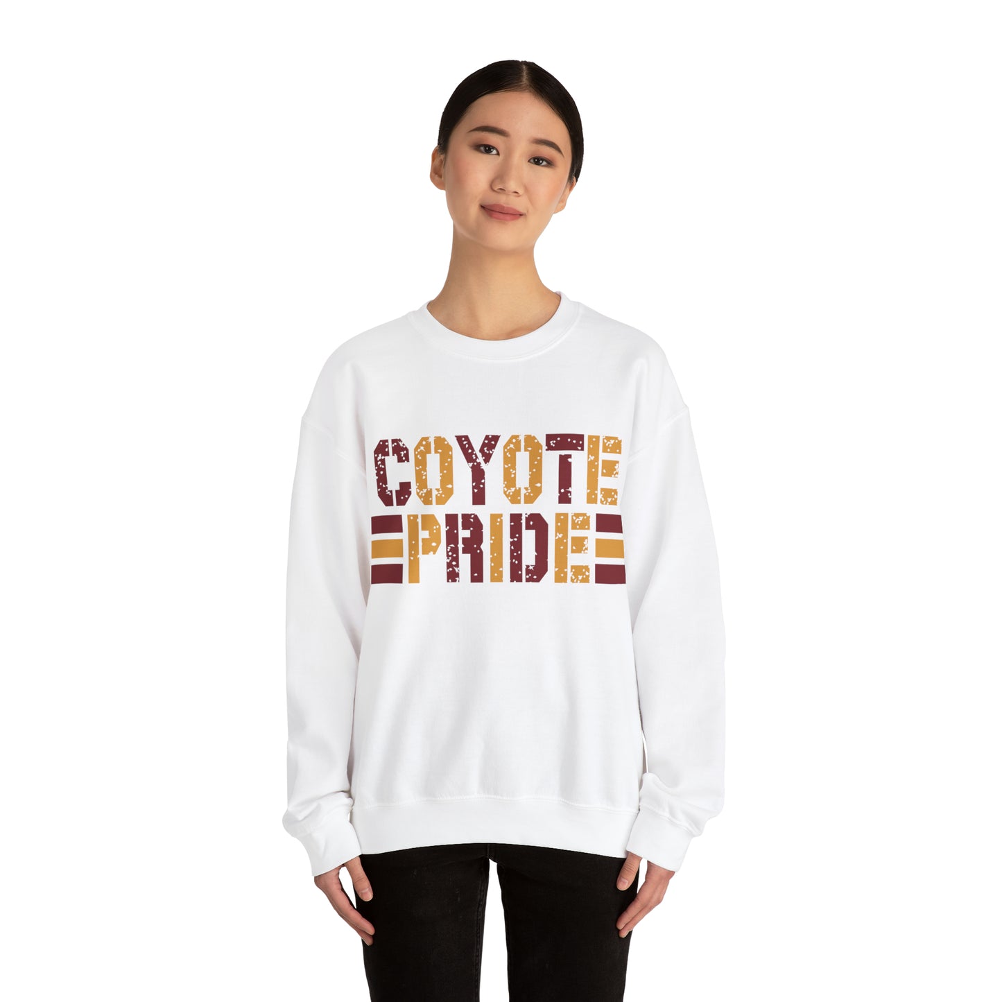 Shelby Coyotes Pride Adult Unisex Heavy Blend™ Crewneck Sweatshirt in Black, White, Grey, or Sand