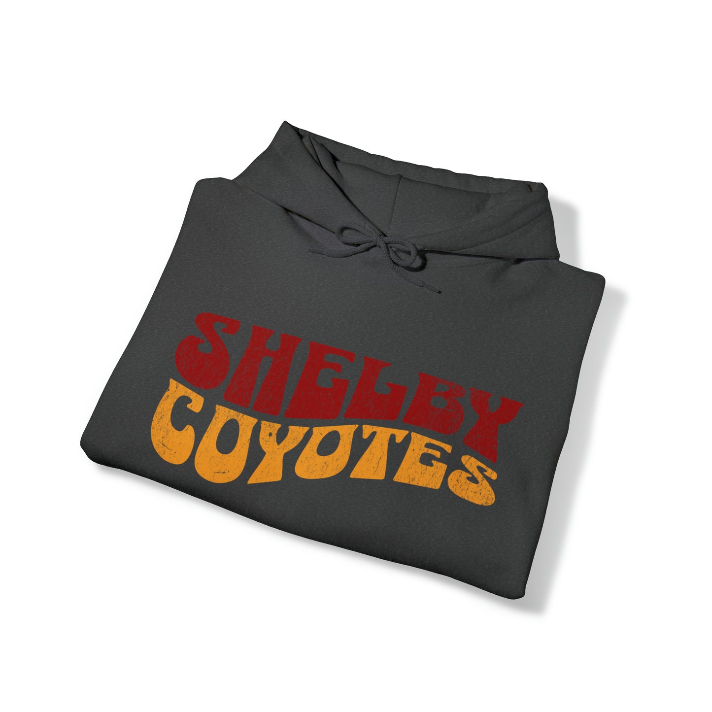 Shelby Coyotes Adult Unisex Hoodie in Black, White, Dark Heather, and Sport Grey