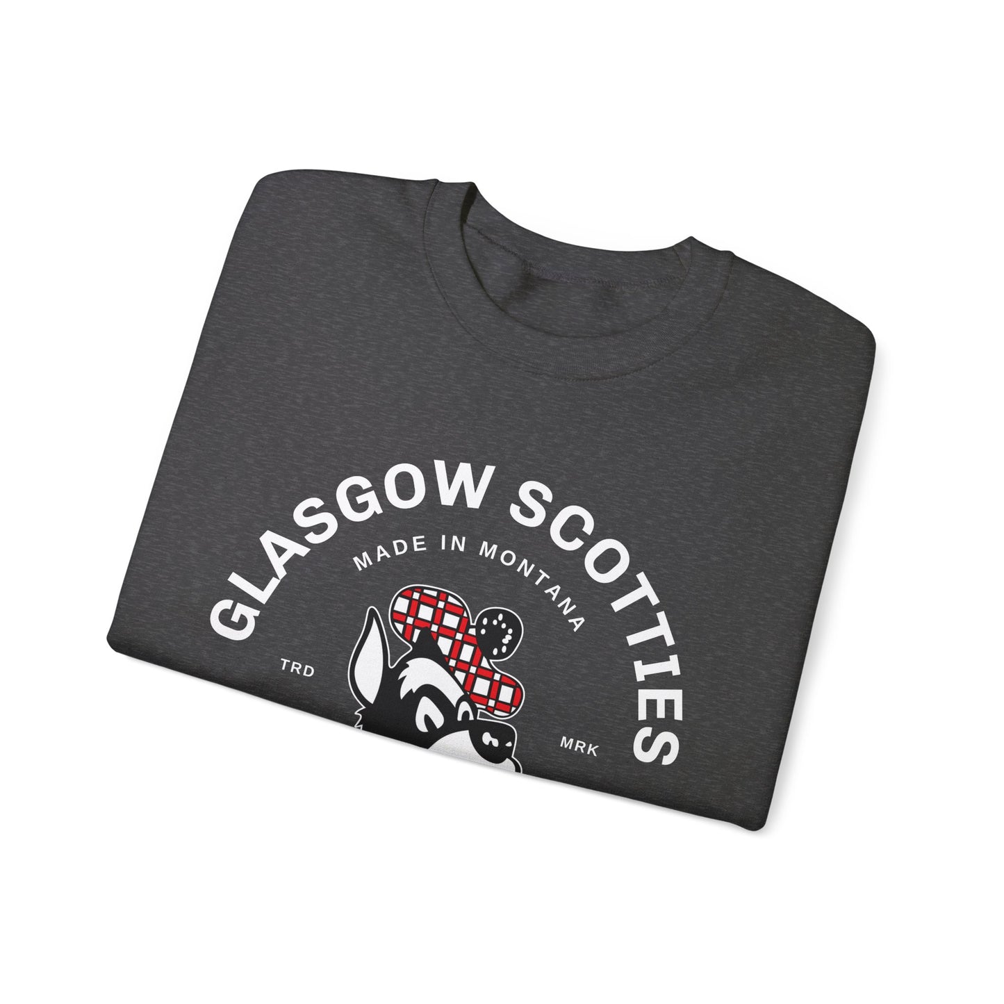 Glasgow Scotties Basketball Trademark Adult Unisex Heavy Blend™ Crewneck Sweatshirt in Black, Red or Dark Heather