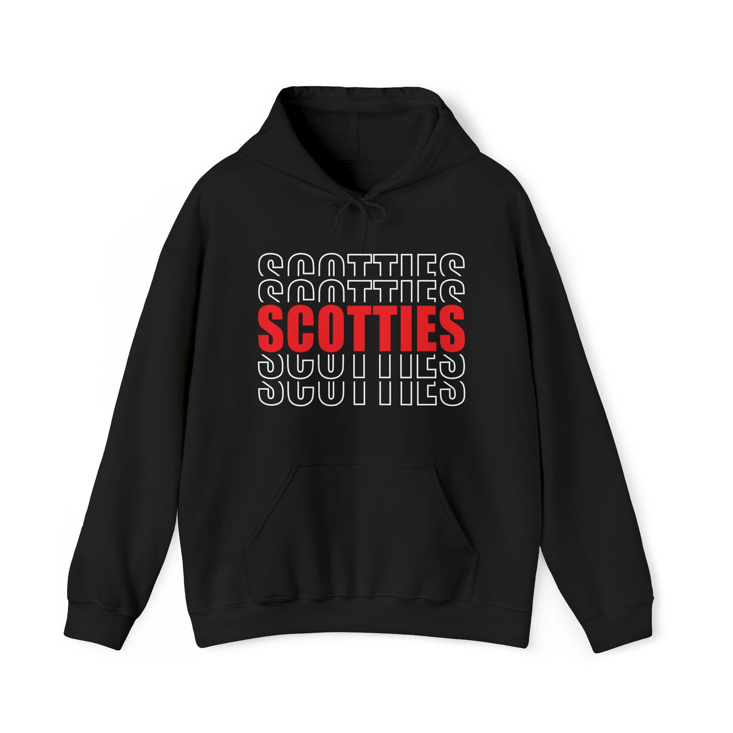 Glasgow Scotties Stacked Outline Adult Unisex Heavy Blend™ Hooded Sweatshirt in Black