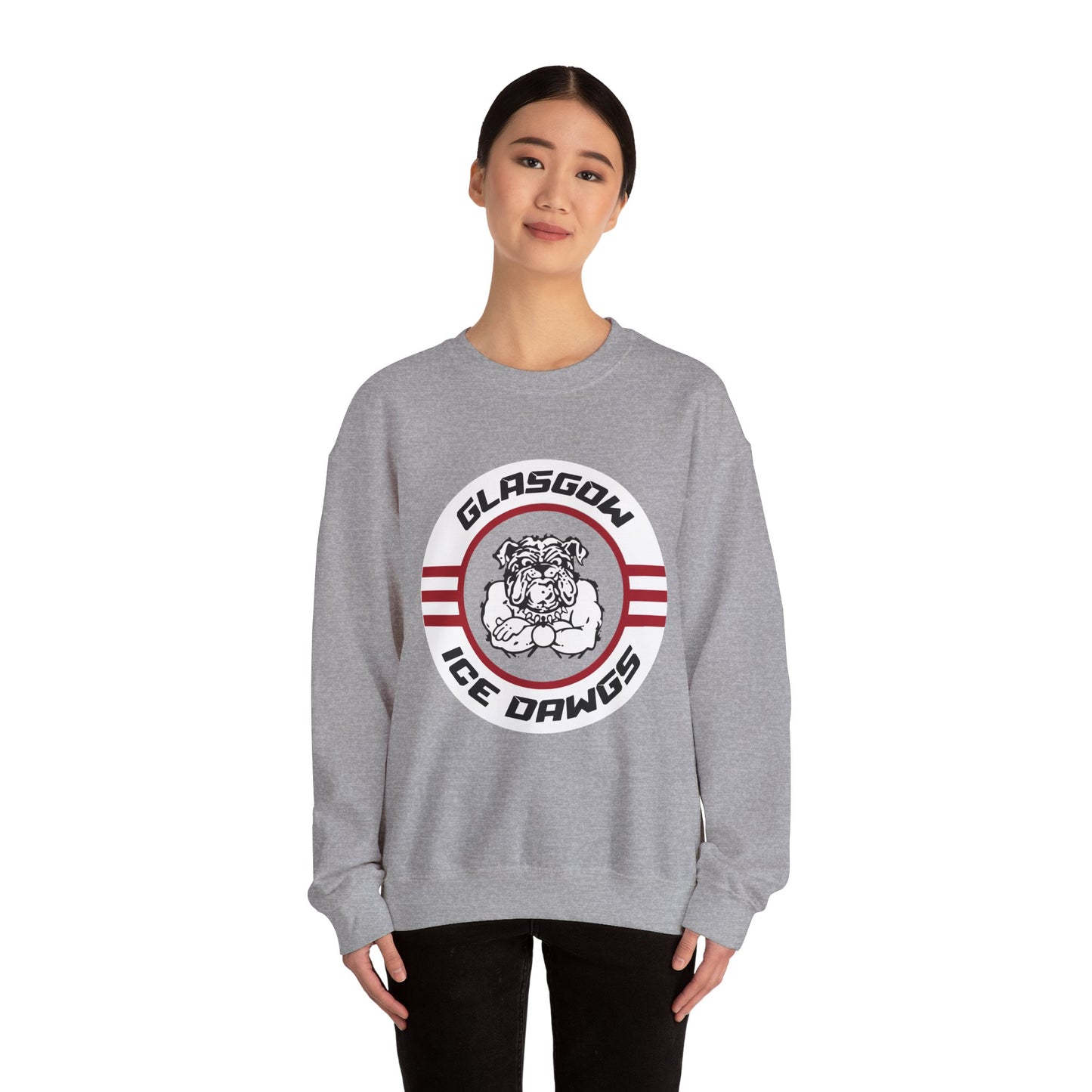 Glasgow Ice Dawgs Adult Unisex Heavy Blend™ Crewneck Sweatshirt in Black, Sport Grey, Dark Heather or White