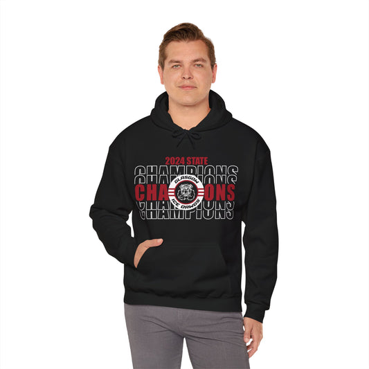 Glasgow Ice Dawgs 2024 State Champions Adult Unisex Heavy Blend™ Hooded Sweatshirt in Black