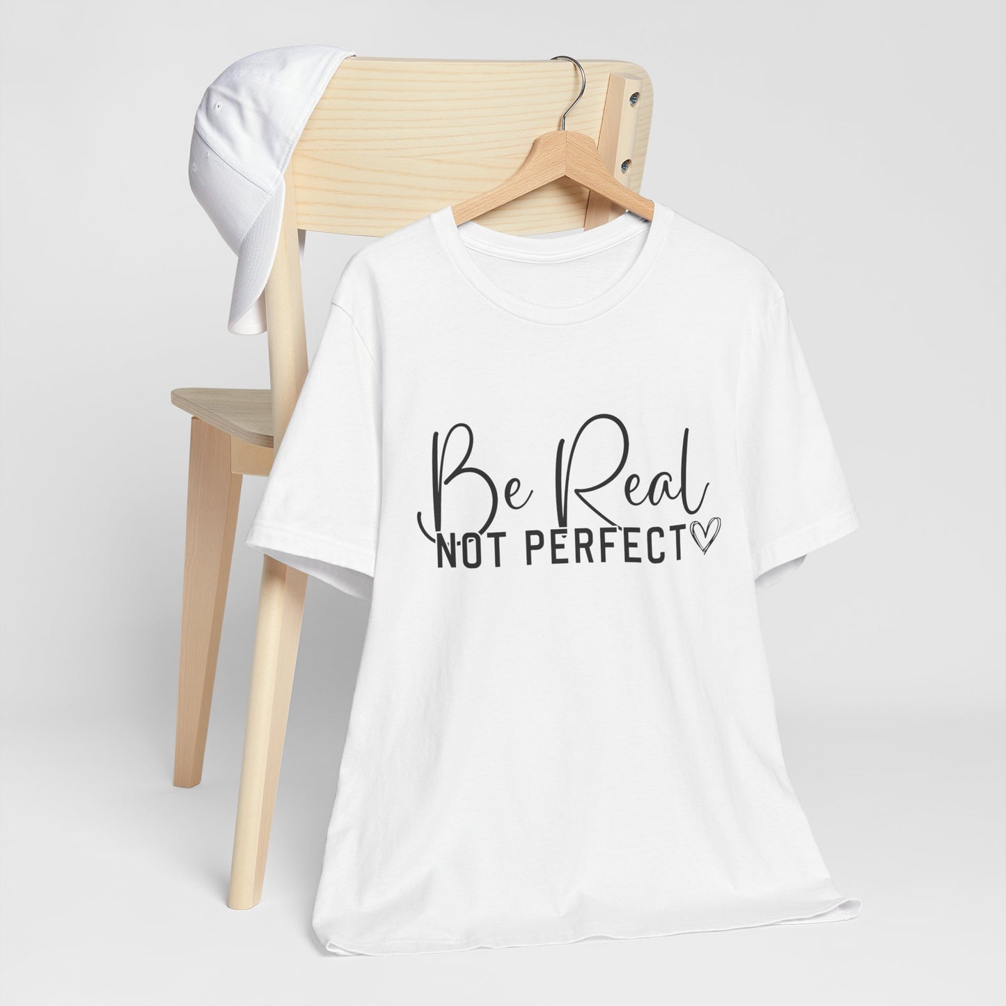 SolLingo Be Real Not Perfect Limited Edition Adult Unisex Jersey Short Sleeve Tee in Natural, White, and Ash