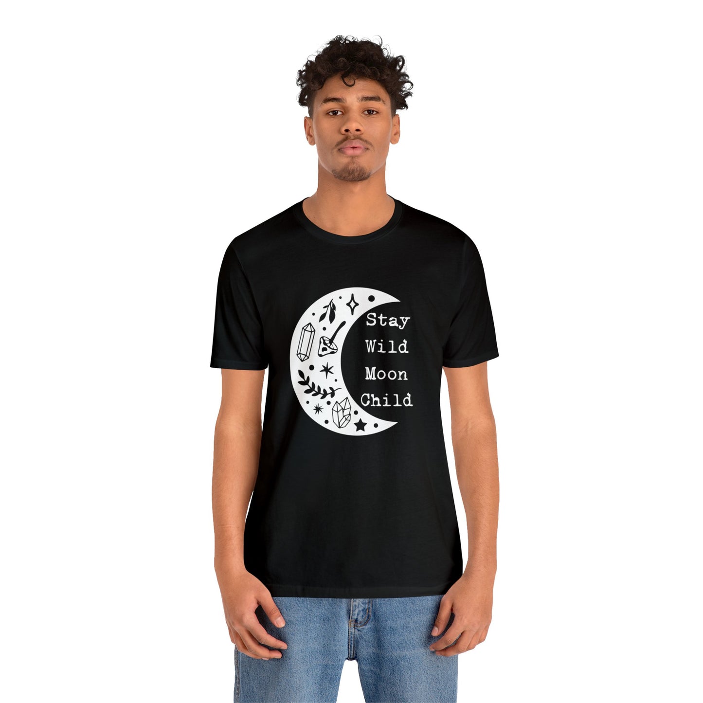 SolLingo Stay Wild Moon Child Adult Unisex Jersey Short Sleeve Tee in Black, Steel Blue, Army, Dark Grey Heather or Heather Navy