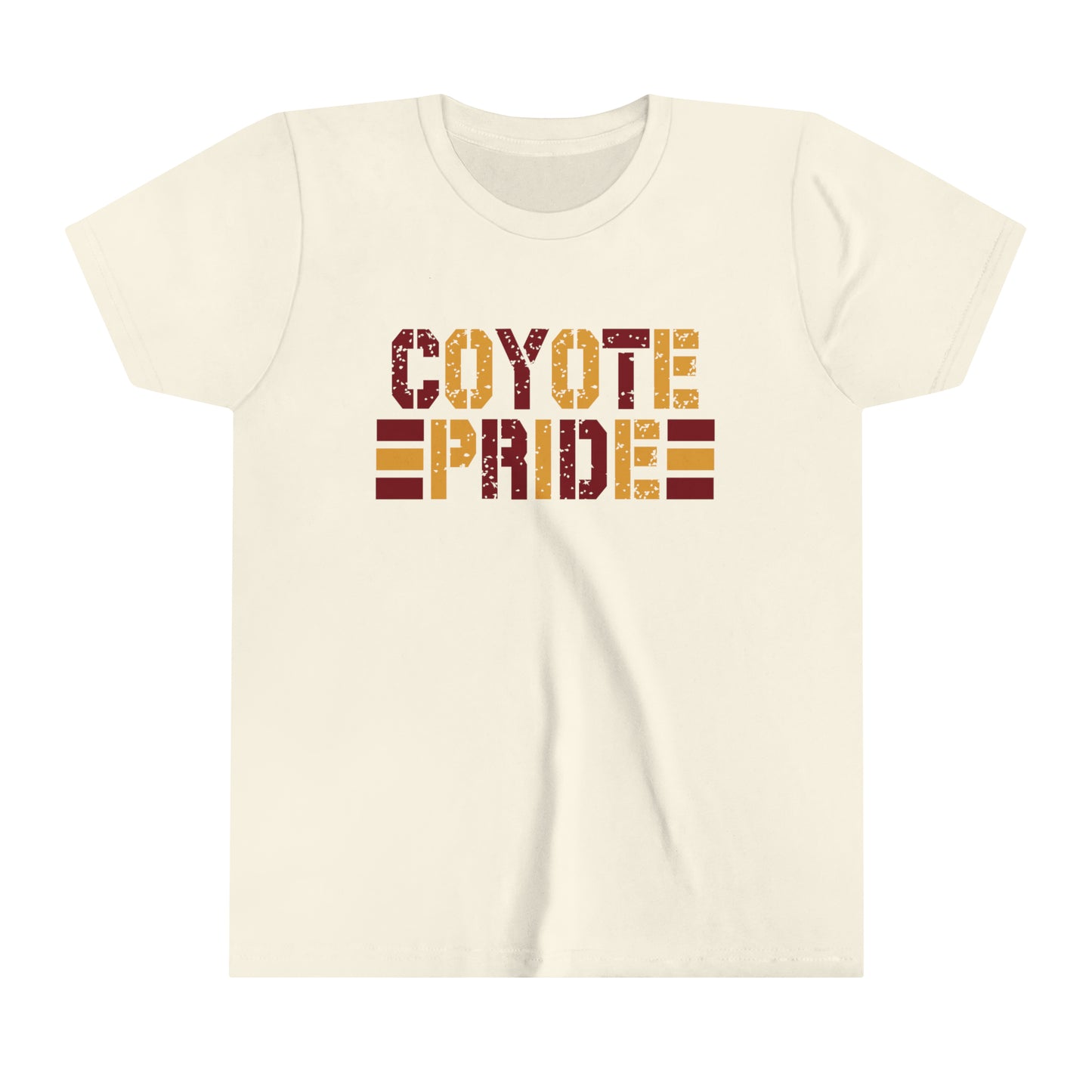 Shelby Coyotes Pride Youth Short Sleeve Tee in Black, White, Ash, and Natural