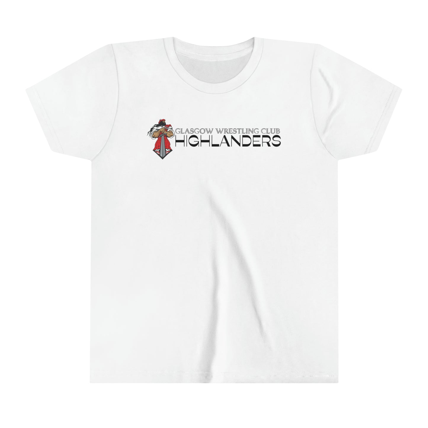 Glasgow Highlanders for him Youth Short Sleeve Tee in White, Ash, Athletic Heather, or Heather Red