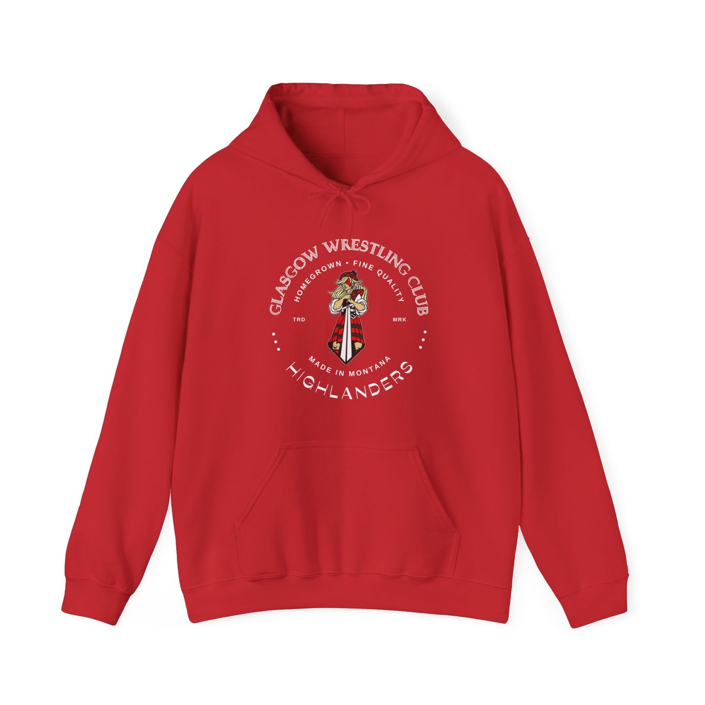 Glasgow Highlanders for her Trade Mark Adult Unisex Heavy Blend™ Hooded Sweatshirt in Red, Black, Dark Heather, or Sport Grey