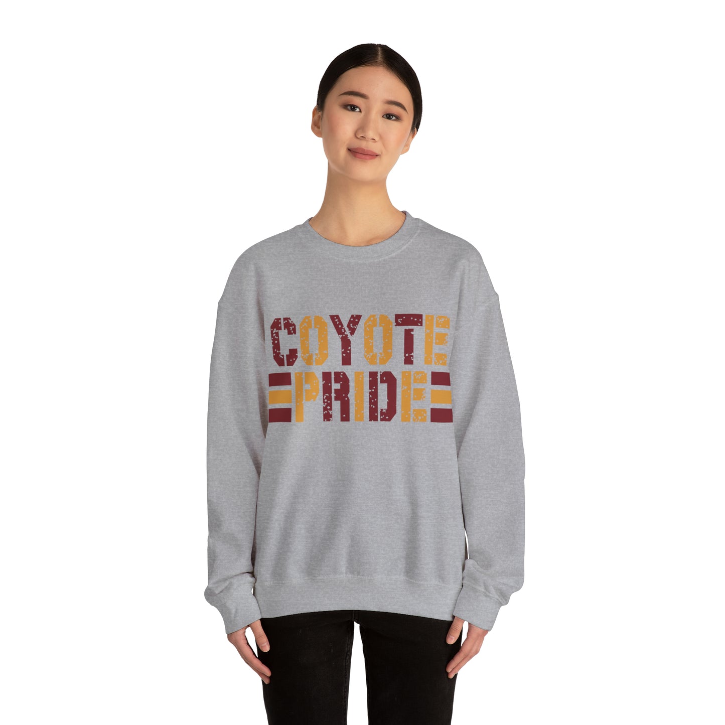 Shelby Coyotes Pride Adult Unisex Heavy Blend™ Crewneck Sweatshirt in Black, White, Grey, or Sand