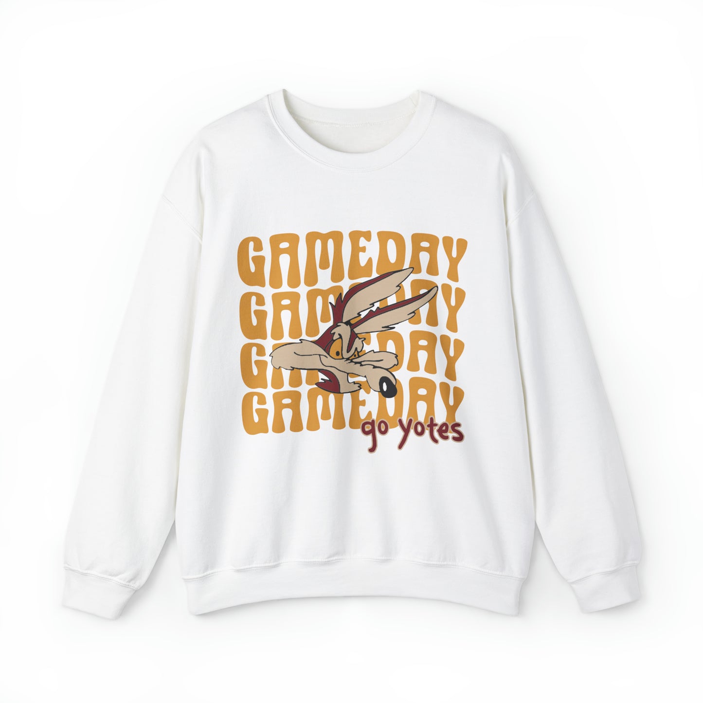 Shelby Coyotes Gameday Adult Unisex Heavy Blend™ Crewneck Sweatshirt in Black, White, Grey, Dark Heather, or Sand