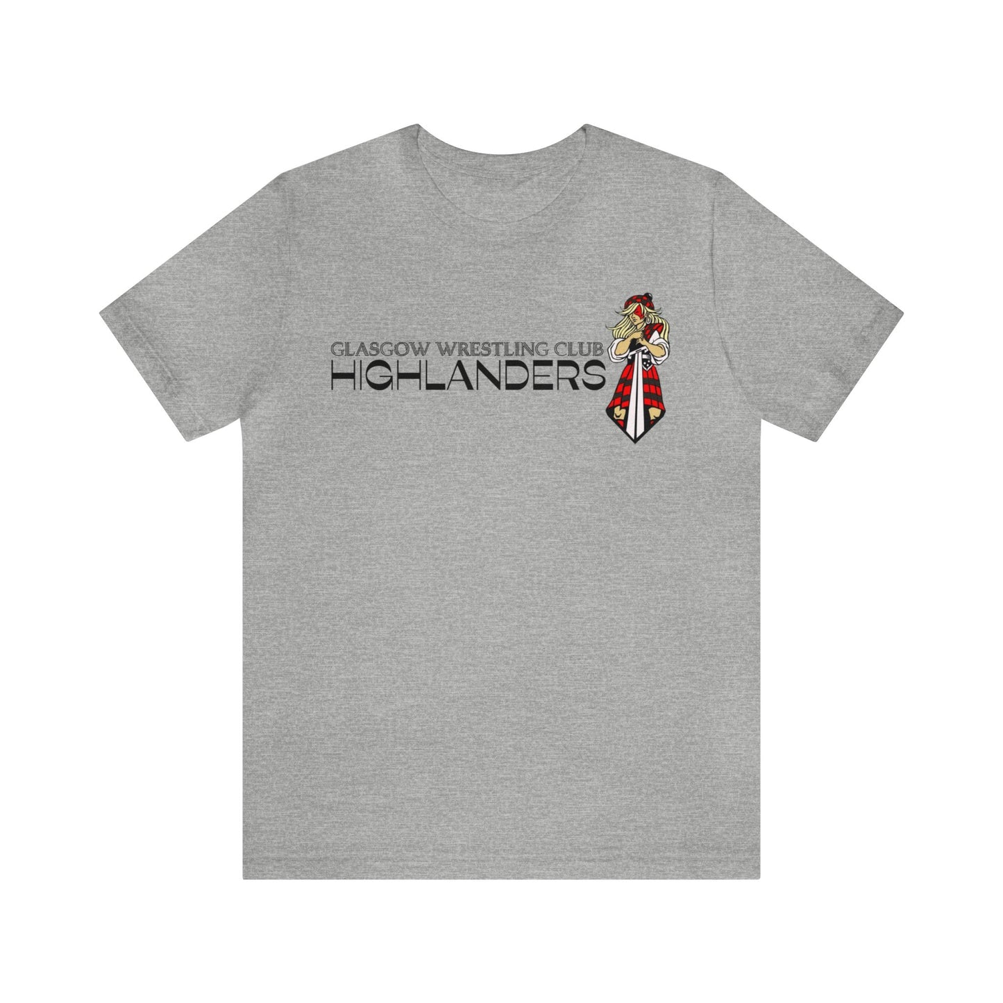 Glasgow Highlanders for her Adult Unisex Jersey Short Sleeve Tee in White, Athletic Heather, or Heather Red