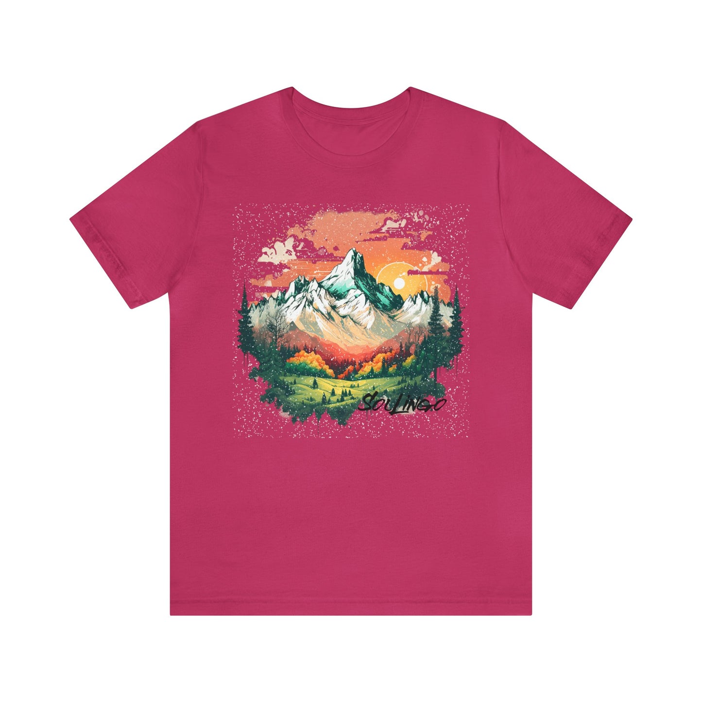 SolLingo Tee Bright Mountain Adult Unisex Jersey Short Sleeve Tee in 12 colors