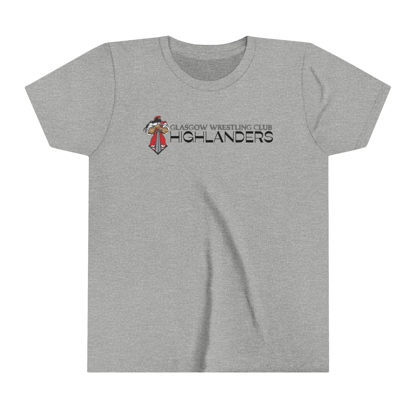 Glasgow Highlanders for him Youth Short Sleeve Tee in White, Ash, Athletic Heather, or Heather Red