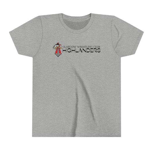 Glasgow Highlanders for him Youth Short Sleeve Tee in White, Ash, Athletic Heather, or Heather Red