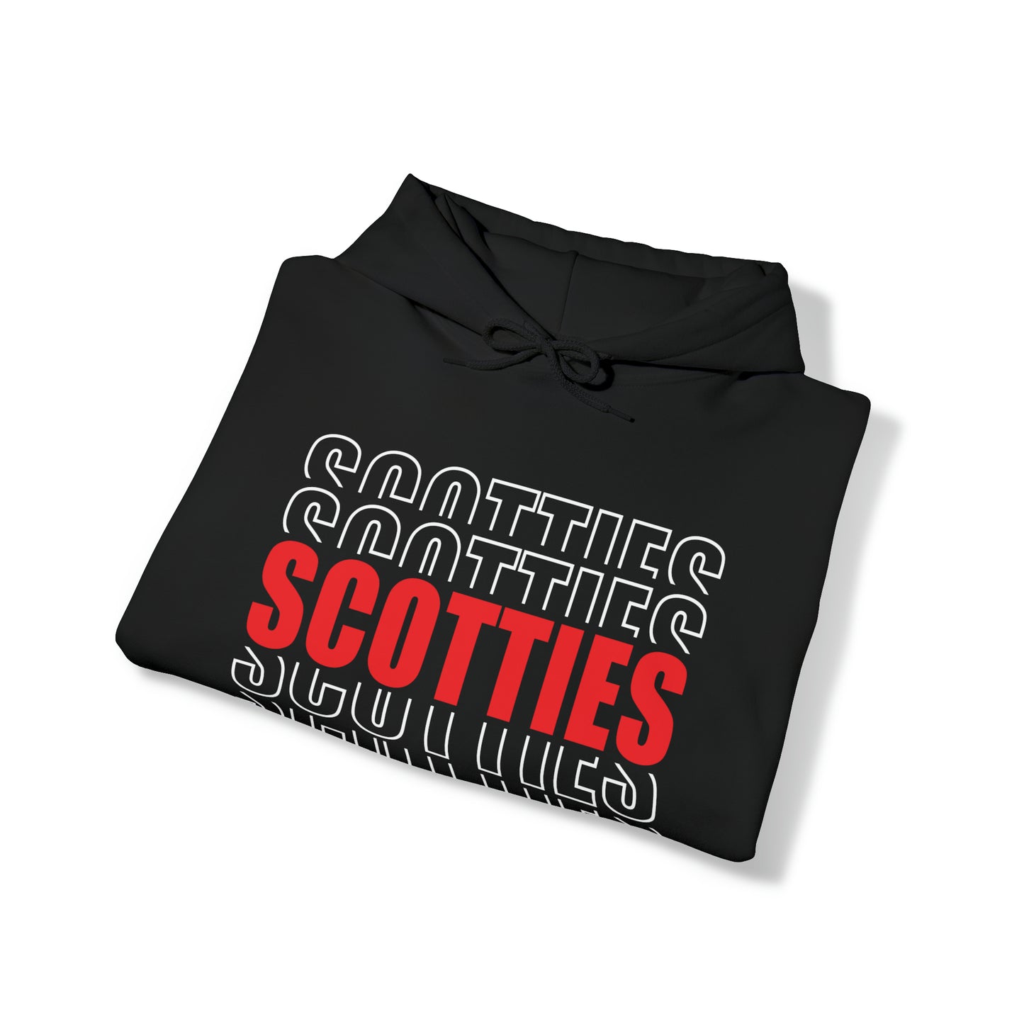 Glasgow Scotties Stacked Outline Adult Unisex Heavy Blend™ Hooded Sweatshirt in Black