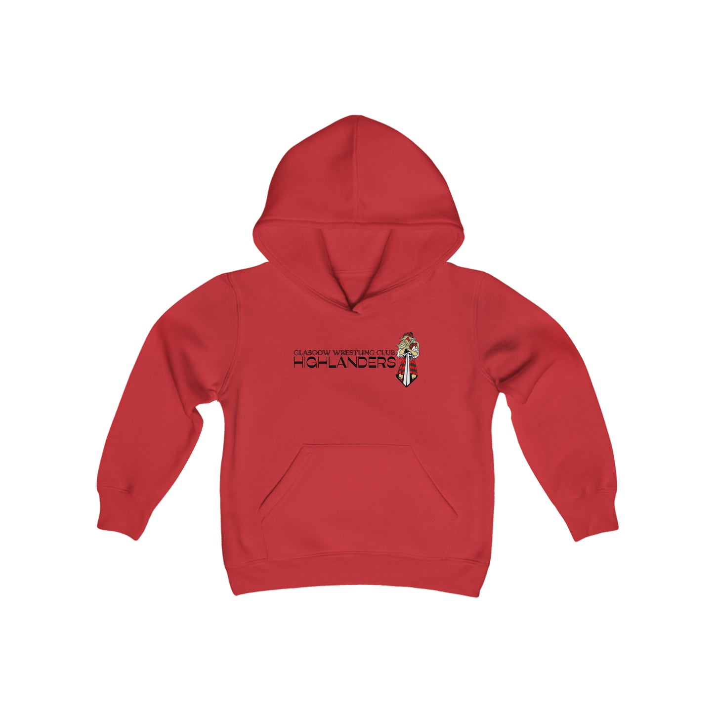 Glasgow Highlanders for her Youth Heavy Blend Hooded Sweatshirt in White, Sport Grey, or Red