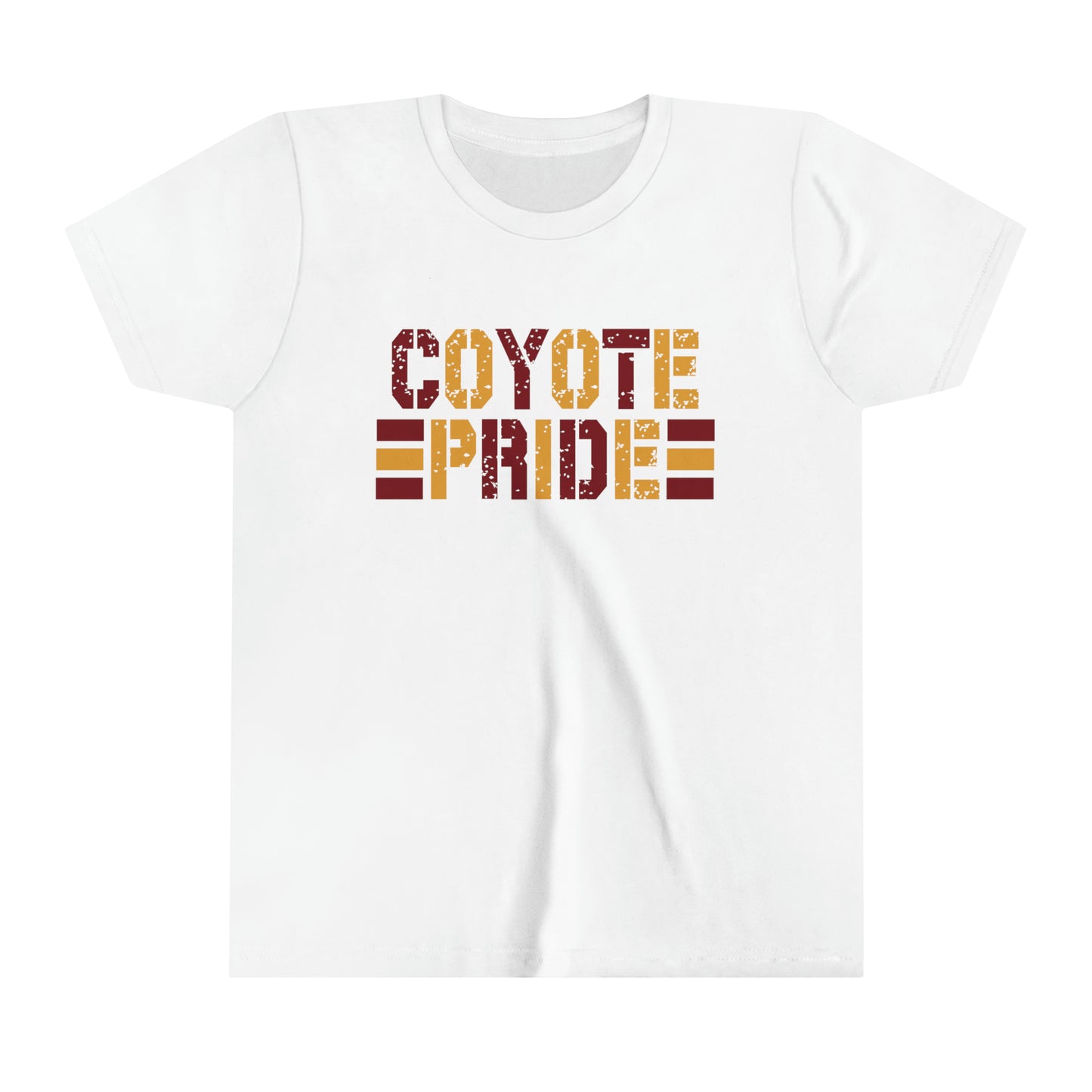 Shelby Coyotes Pride Youth Short Sleeve Tee in Black, White, Ash, and Natural