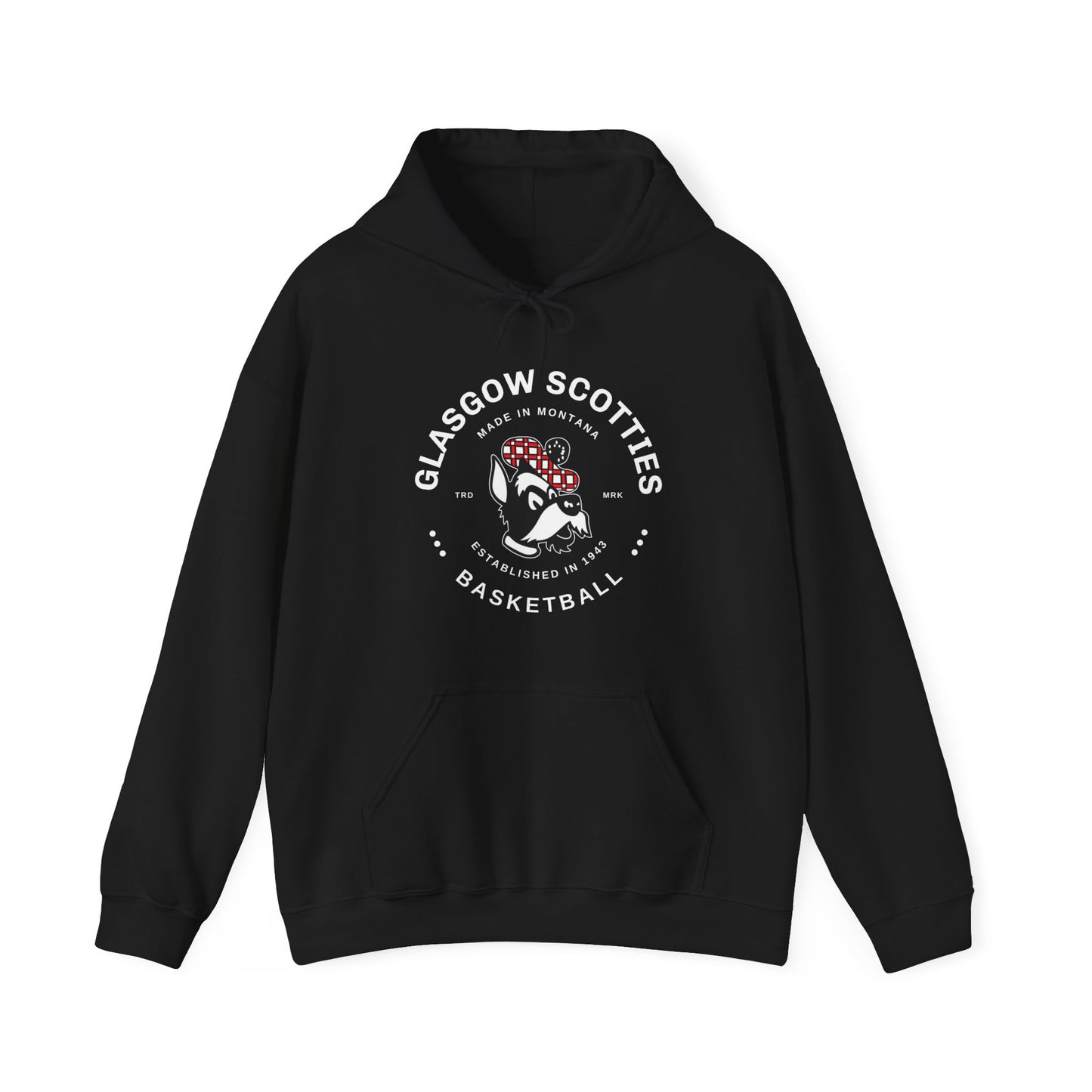 Glasgow Scotties Basketball Trademark Unisex Heavy Blend™ Hooded Sweatshirt in Red, Black or Dark Heather