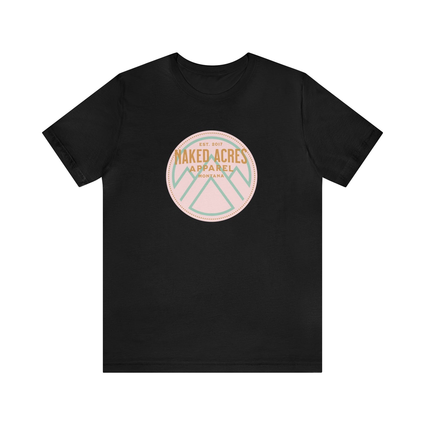 Naked Acres Pink and Green Mountain Logo Unisex Jersey Short Sleeve Tee in Black or White