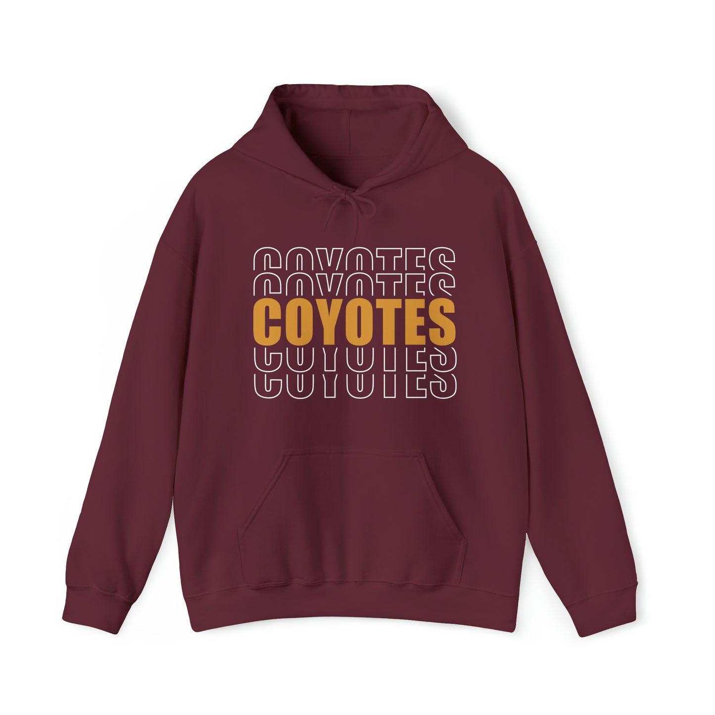 Shelby Coyotes Stacked Outline Adult Unisex Heavy Blend™ Hooded Sweatshirt in Maroon