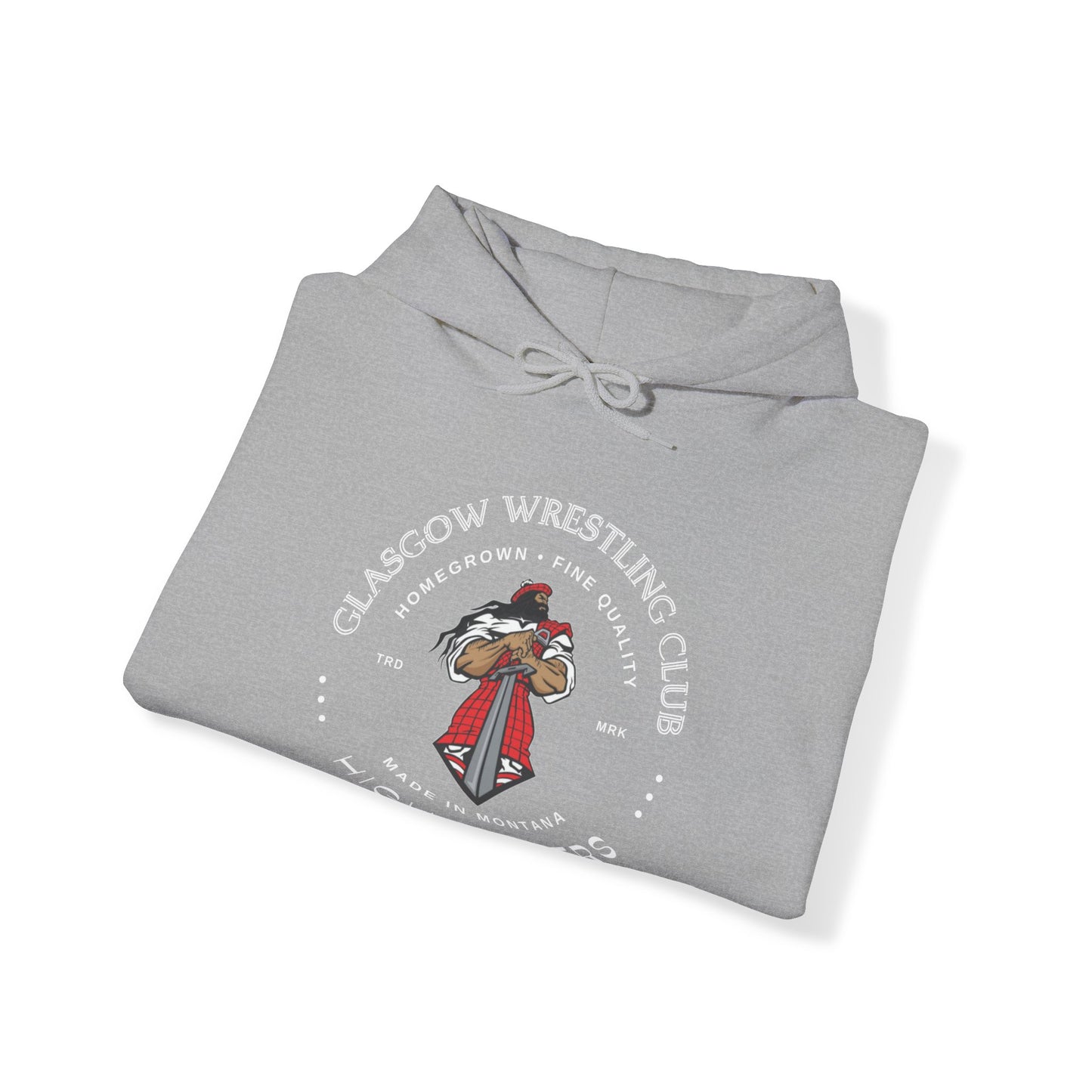 Glasgow Highlanders for him Trade Mark Adult Unisex Heavy Blend™ Hooded Sweatshirt in Red, Black, Dark Heather, or Sport Grey