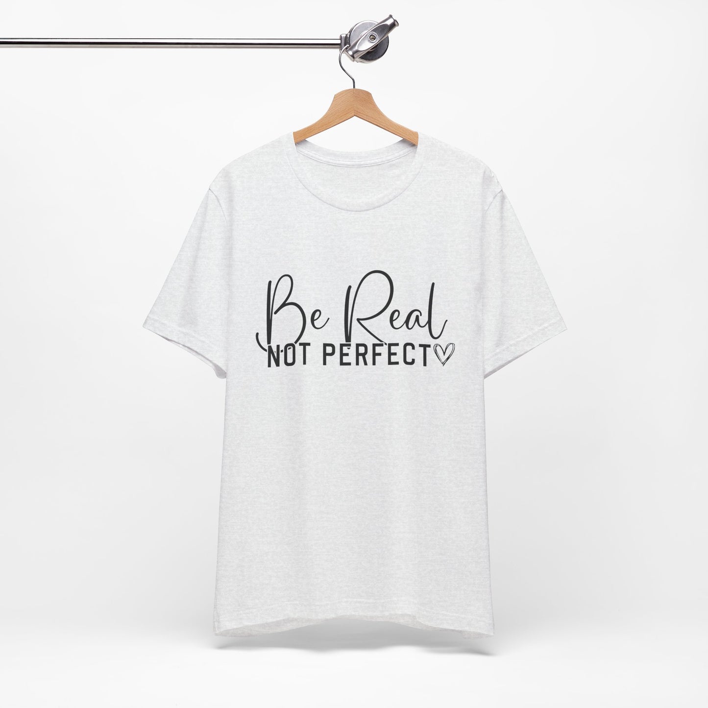 SolLingo Be Real Not Perfect Limited Edition Adult Unisex Jersey Short Sleeve Tee in Natural, White, and Ash