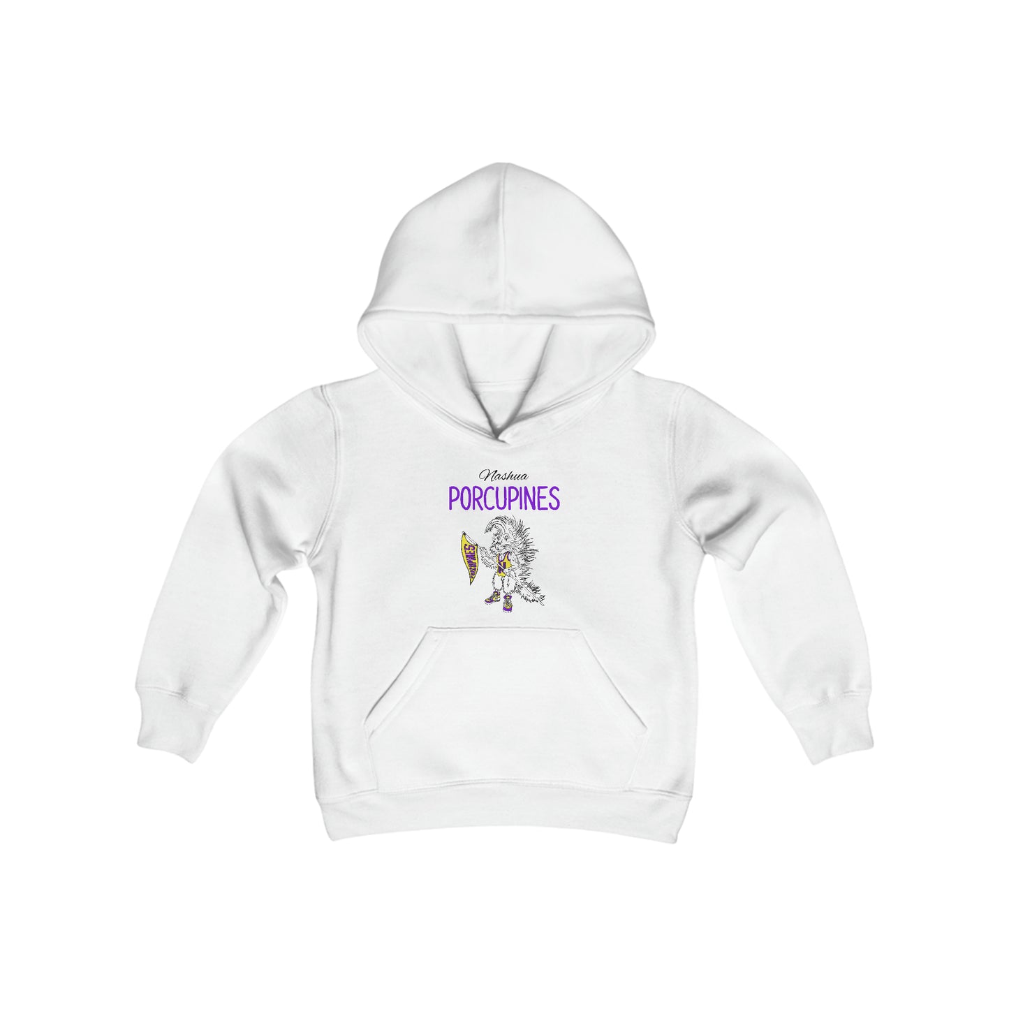 Nashua Porcupines Youth Heavy Blend Hooded Sweatshirt in White or Grey