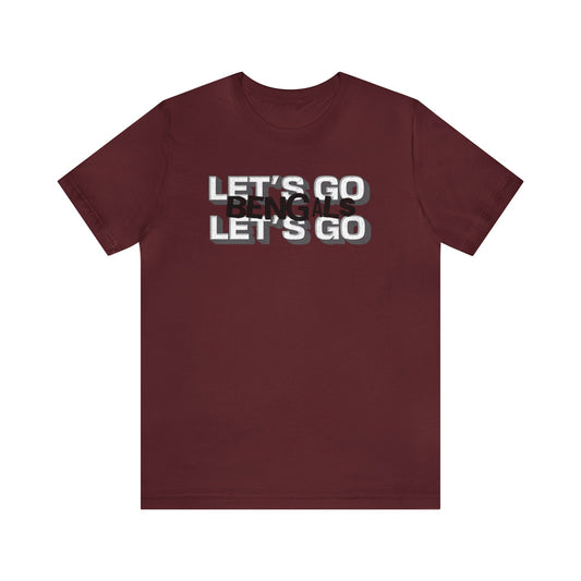 Helena High Bengals Lets Go Bengals Adult Unisex Jersey Short Sleeve Tee in Maroon, and White