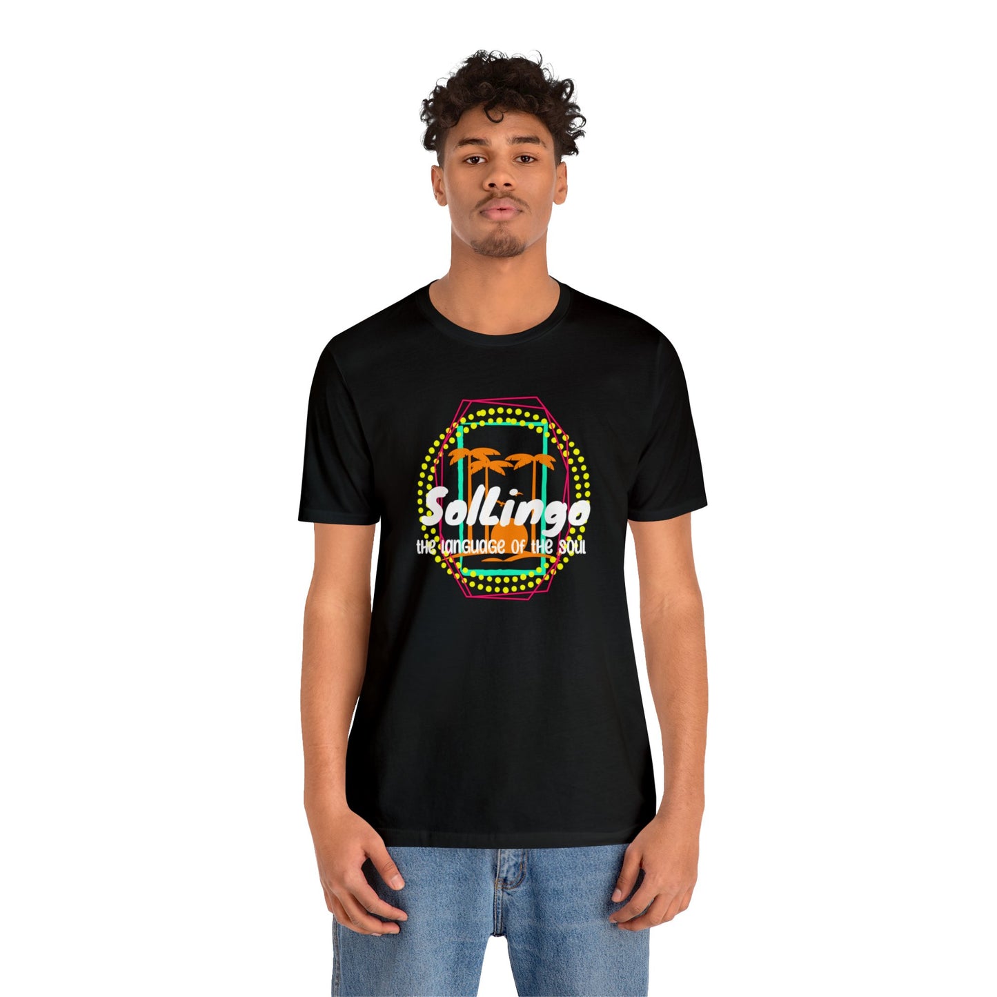 SolLingo Tee The Language of the Soul Neon Palm Logo Adult Unisex Jersey Short Sleeve Tee