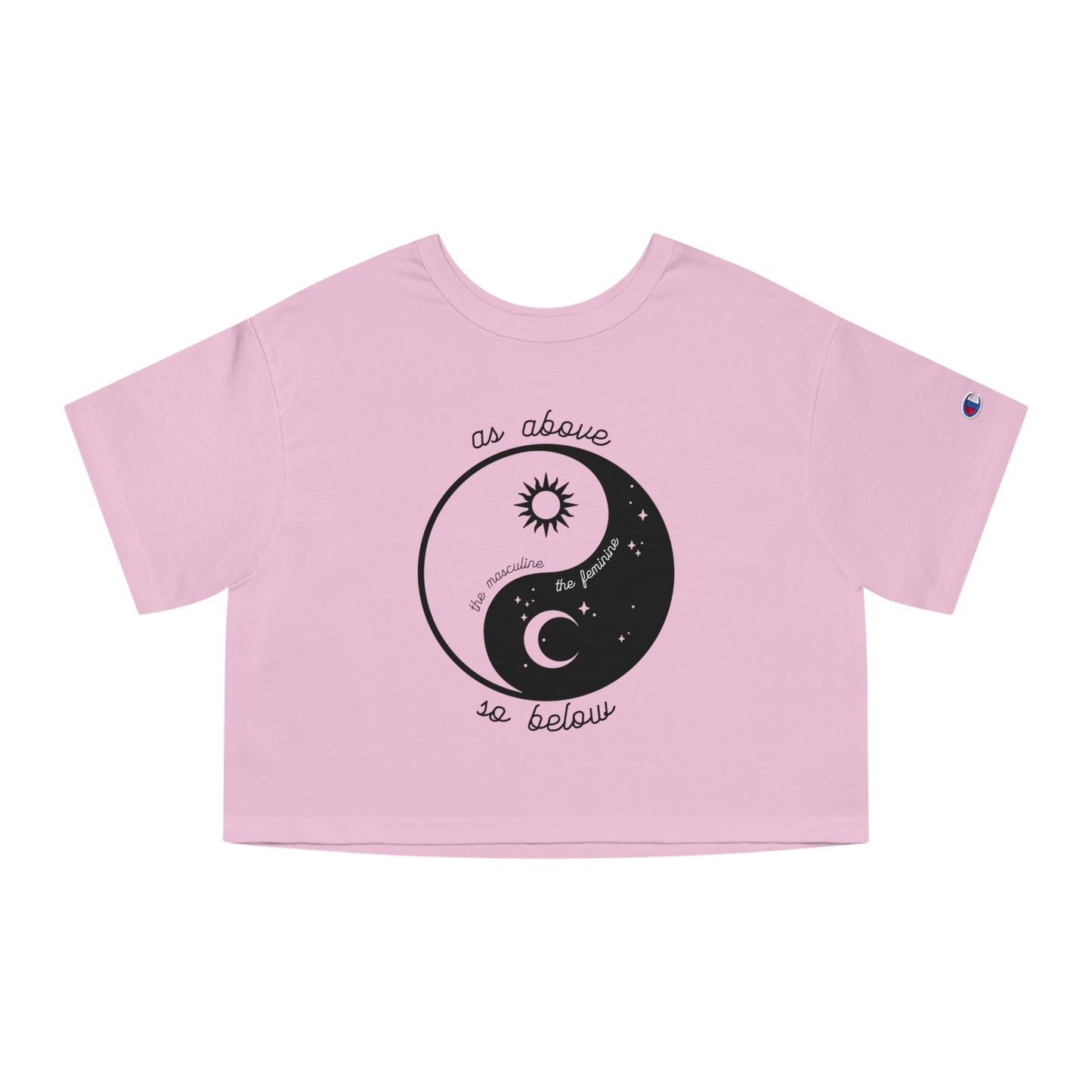 SolLingo Yin Yang As Above So Below Champion Women's Heritage Cropped T-Shirt in Pink, White or Grey