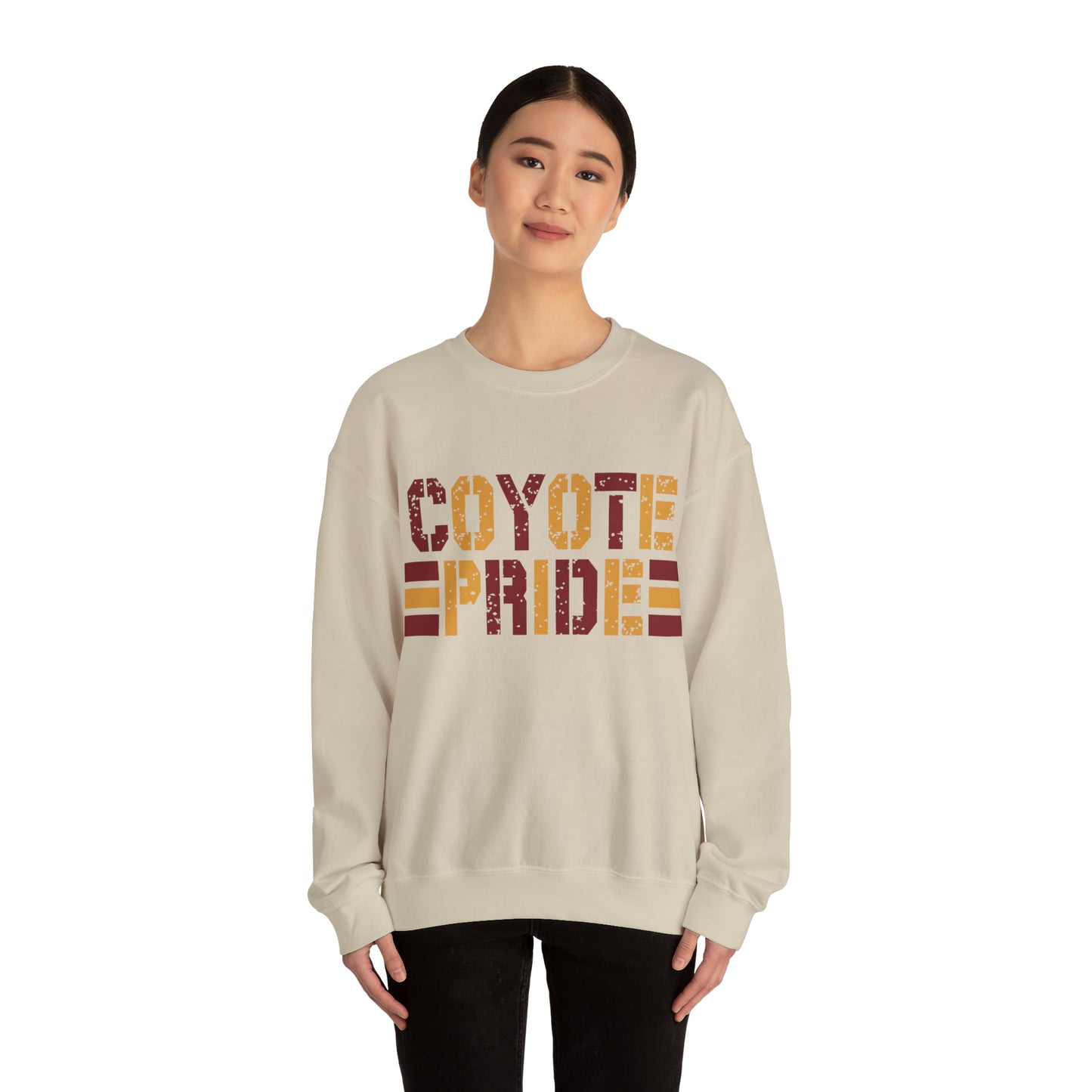 Shelby Coyotes Pride Adult Unisex Heavy Blend™ Crewneck Sweatshirt in Black, White, Grey, or Sand