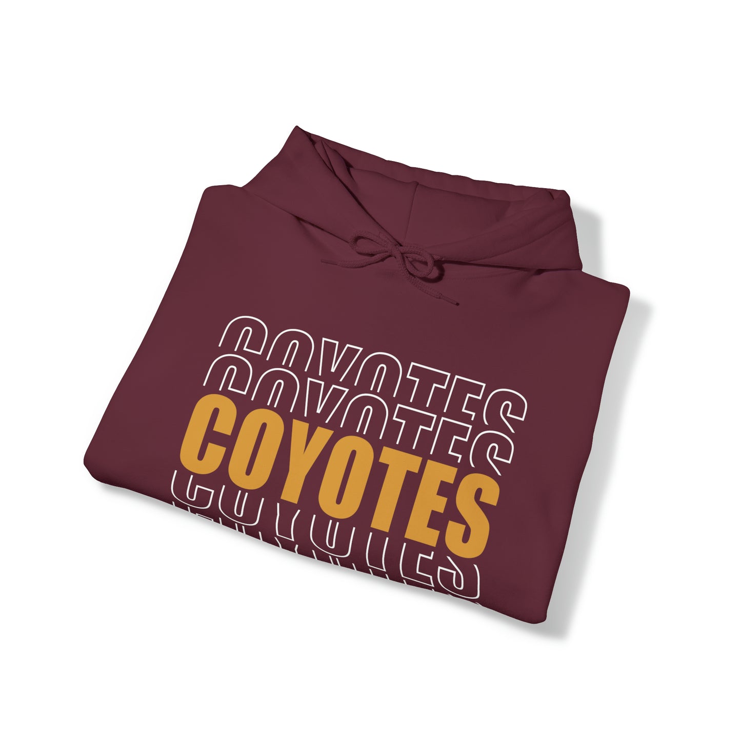 Shelby Coyotes Stacked Outline Adult Unisex Heavy Blend™ Hooded Sweatshirt in Maroon