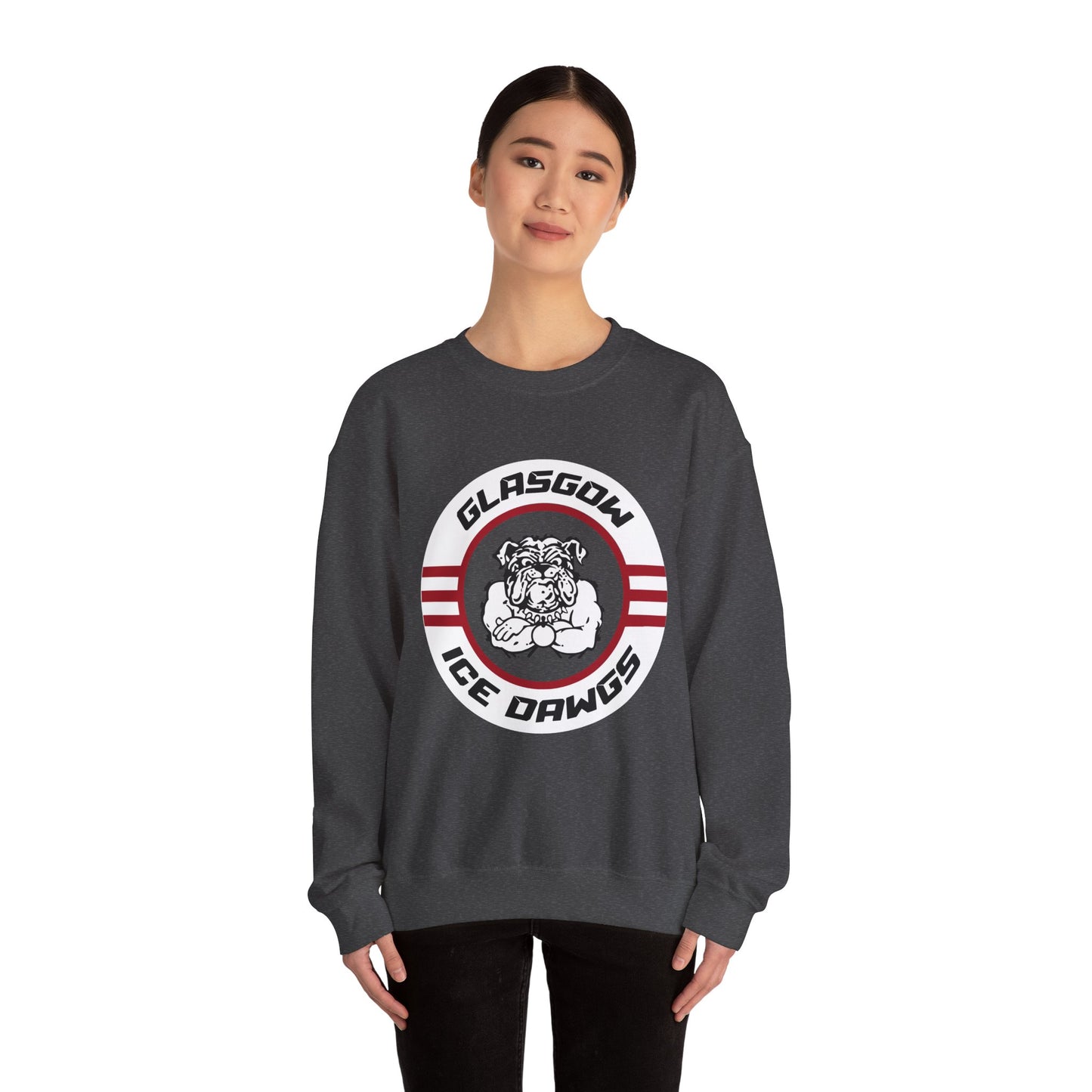 Glasgow Ice Dawgs Adult Unisex Heavy Blend™ Crewneck Sweatshirt in Black, Sport Grey, Dark Heather or White