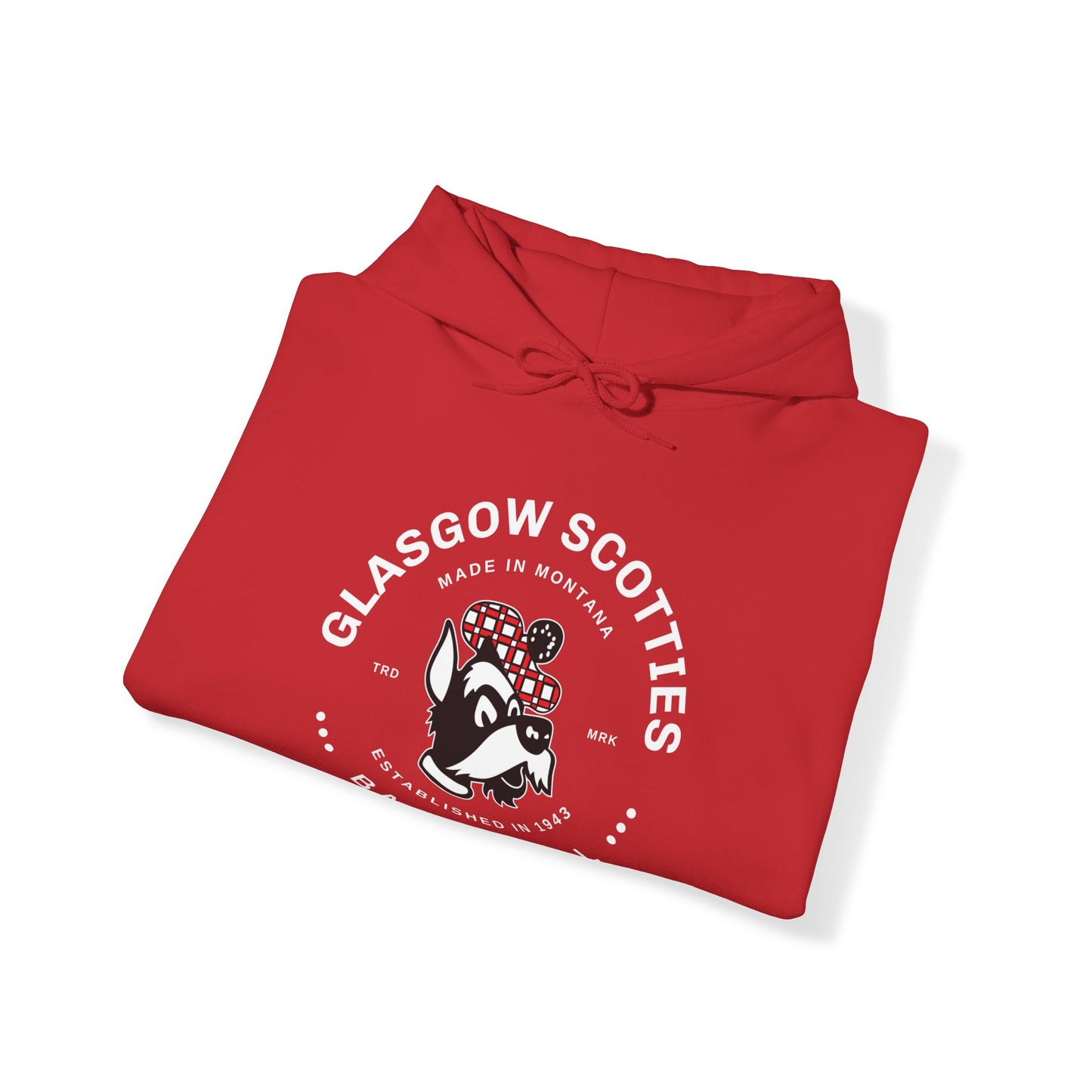 Glasgow Scotties Basketball Trademark Unisex Heavy Blend™ Hooded Sweatshirt in Red, Black or Dark Heather