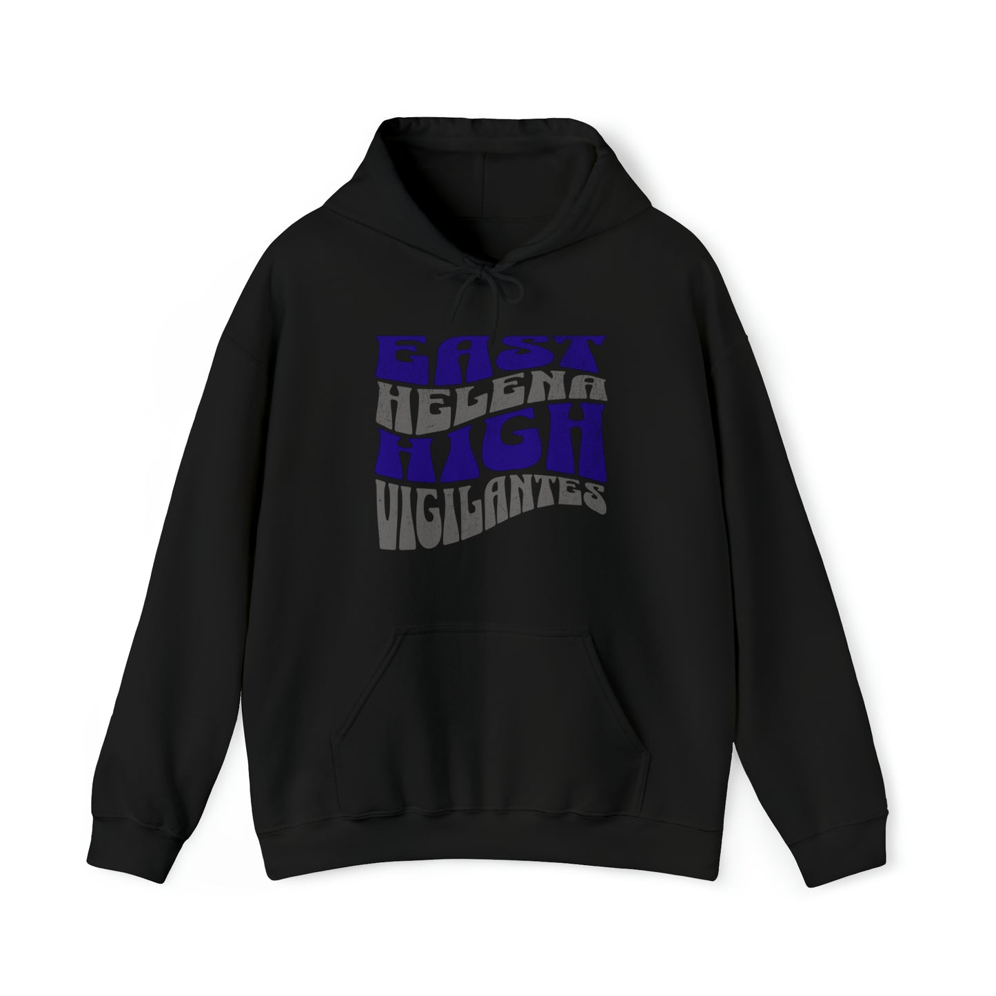 East Helena High Vigilantes Adult Unisex Hoodie in Grey, Black, and White