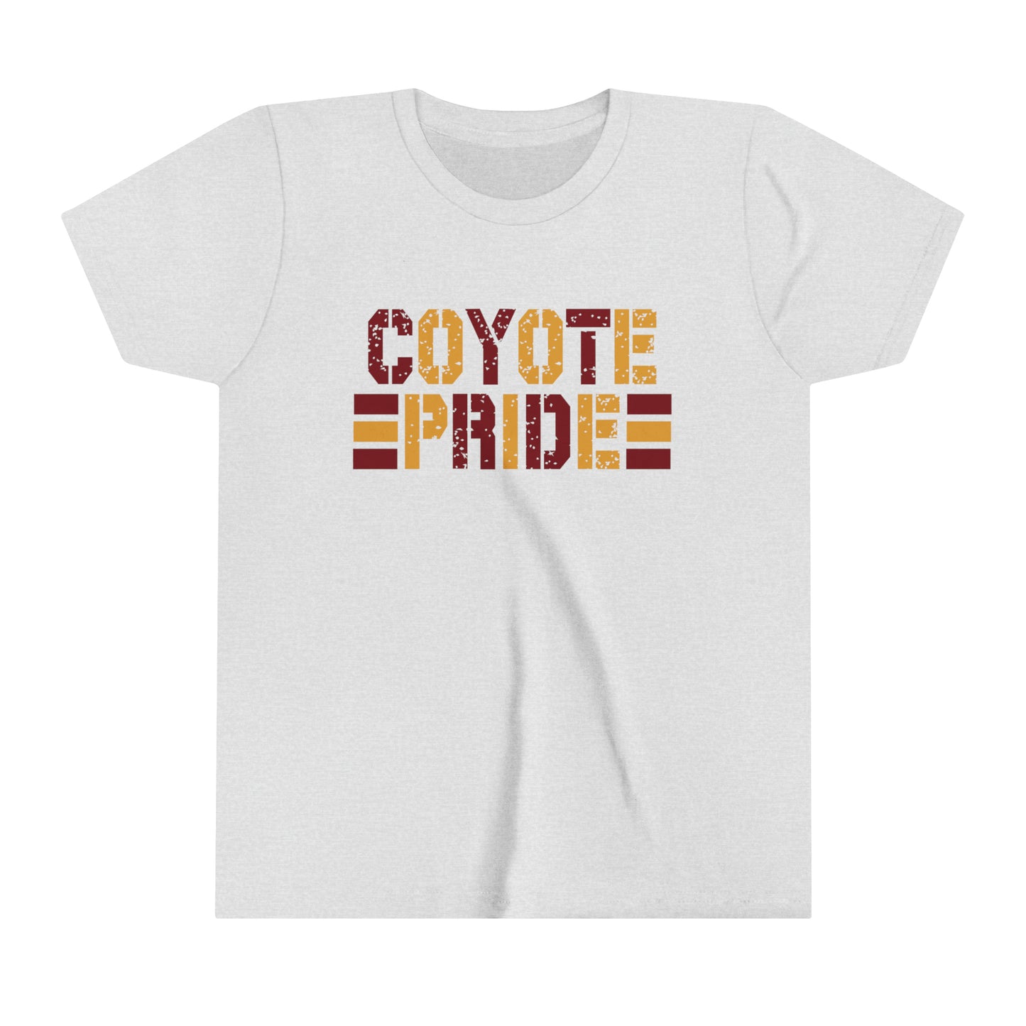 Shelby Coyotes Pride Youth Short Sleeve Tee in Black, White, Ash, and Natural