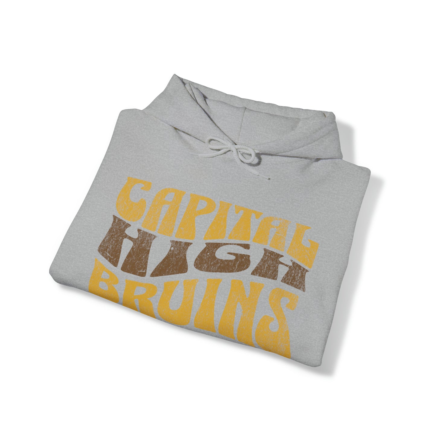 Capital High Bruins Adult Unisex Heavy Blend™ Hooded Sweatshirt in Black, Grey, and White