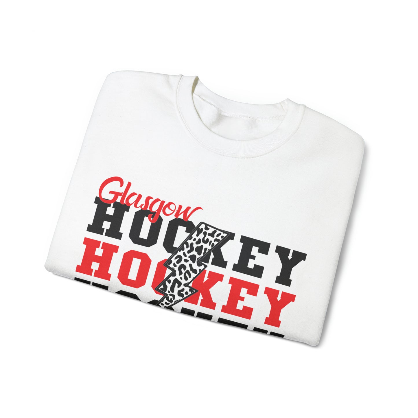 Glasgow Ice Dawgs Leopard Lightning Adult Unisex Heavy Blend™ Crewneck Sweatshirt in White or Grey