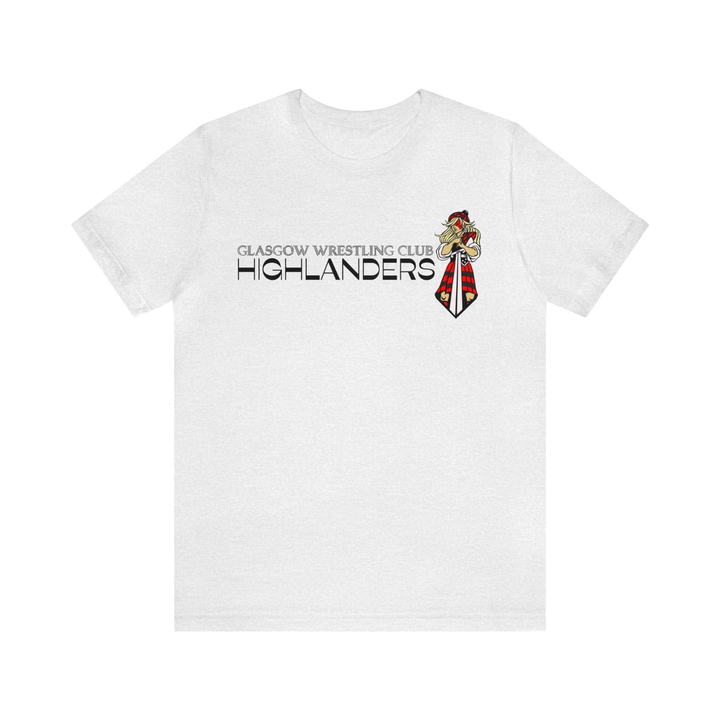 Glasgow Highlanders for her Adult Unisex Jersey Short Sleeve Tee in White, Athletic Heather, or Heather Red