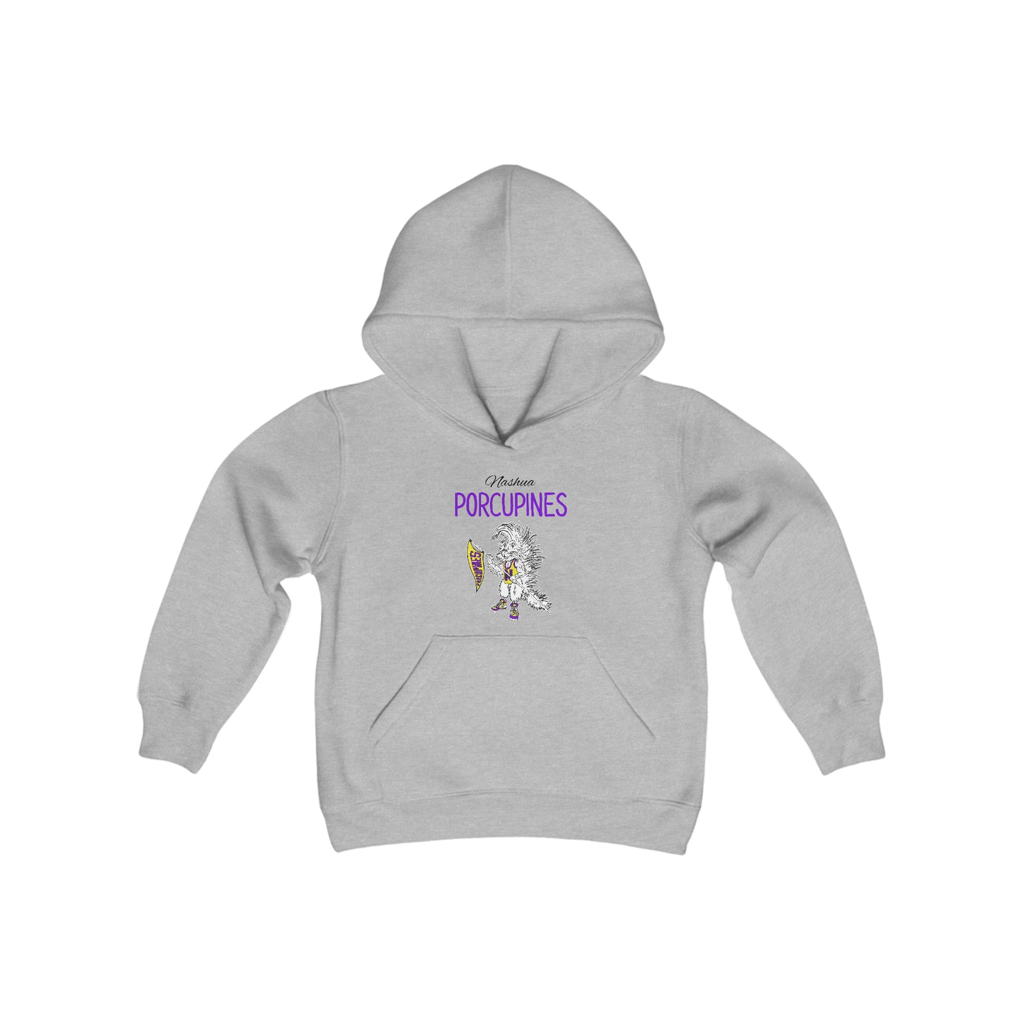 Nashua Porcupines Youth Heavy Blend Hooded Sweatshirt in White or Grey