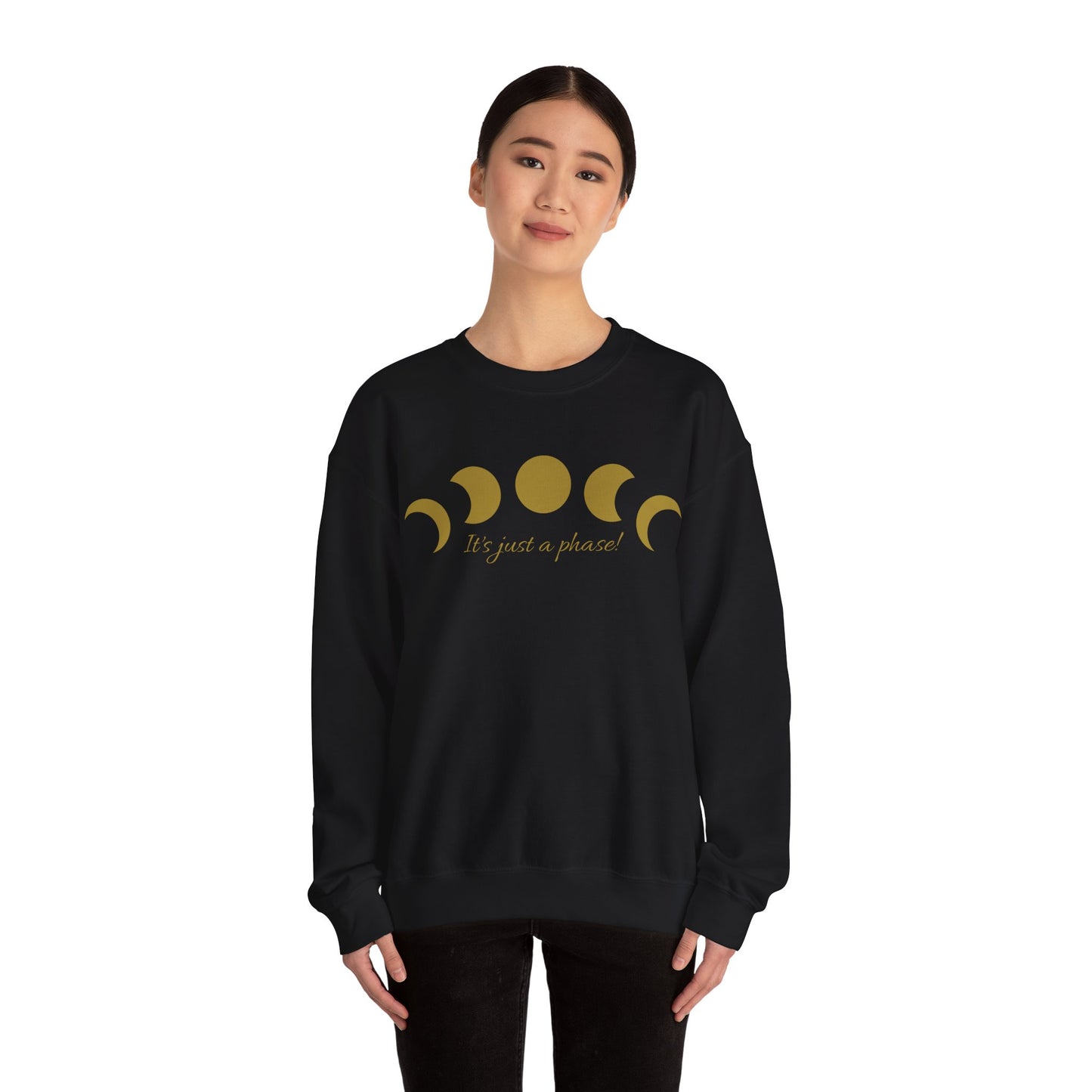 SolLingo It's Just a Phase Adult Unisex Heavy Blend™ Crewneck Sweatshirt in White, Black, Sand, Dark Heather or Navy