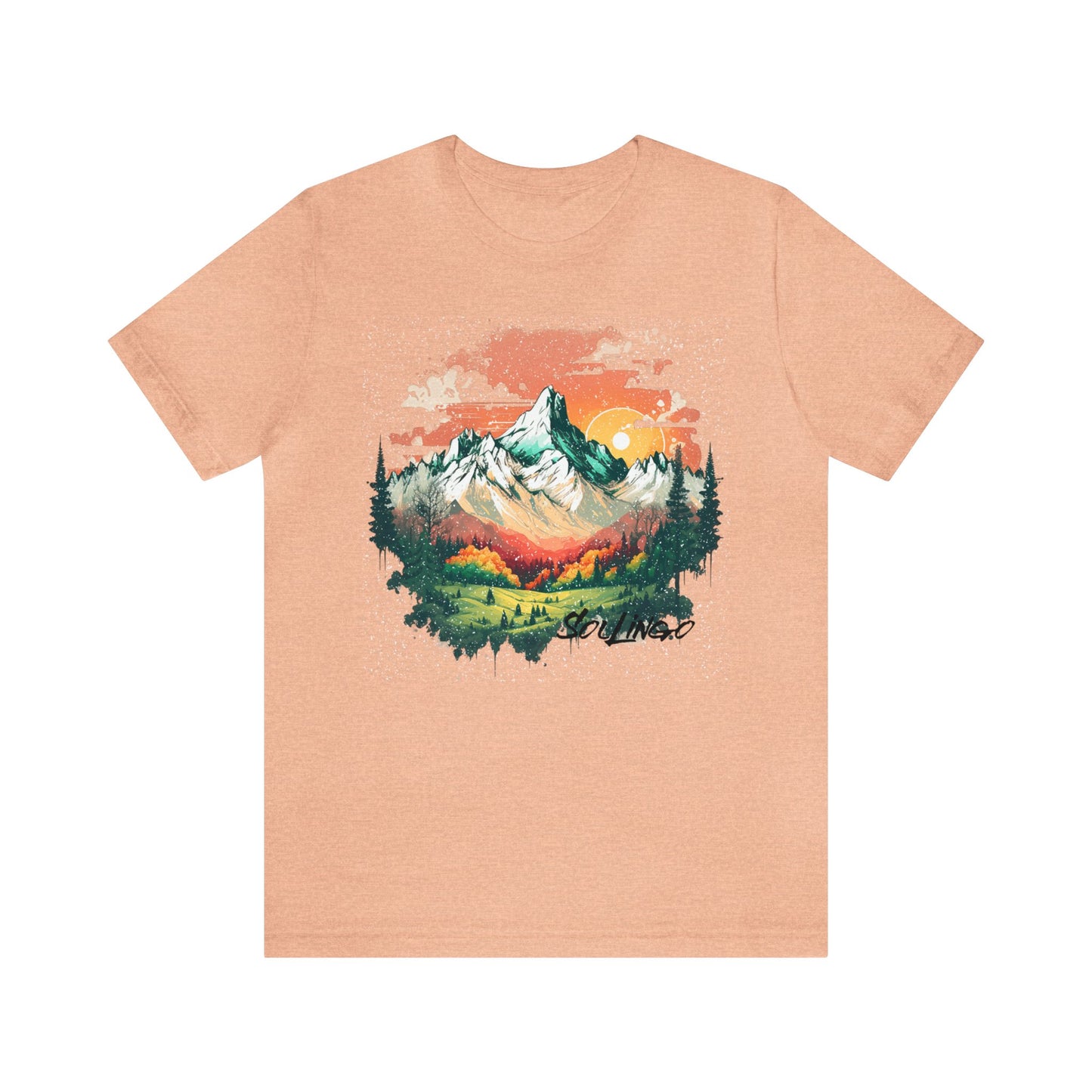 SolLingo Tee Bright Mountain Adult Unisex Jersey Short Sleeve Tee in 12 colors