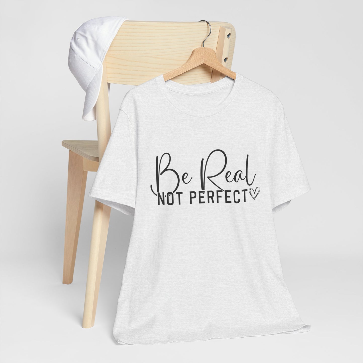 SolLingo Be Real Not Perfect Limited Edition Adult Unisex Jersey Short Sleeve Tee in Natural, White, and Ash