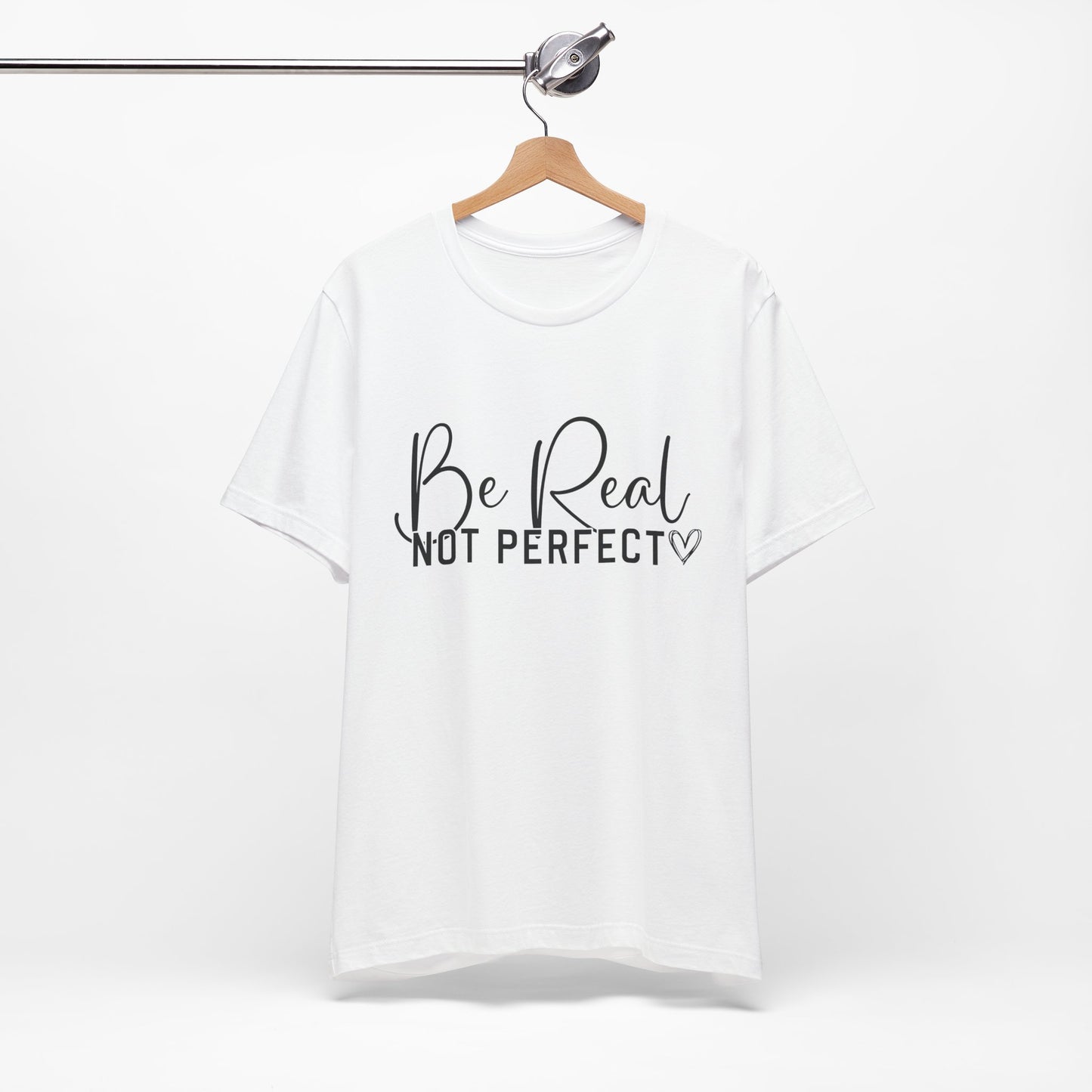 SolLingo Be Real Not Perfect Limited Edition Adult Unisex Jersey Short Sleeve Tee in Natural, White, and Ash