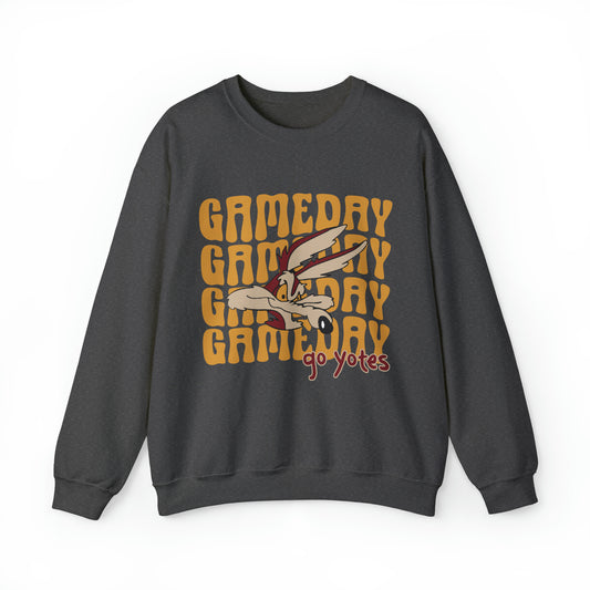 Shelby Coyotes Gameday Adult Unisex Heavy Blend™ Crewneck Sweatshirt in Black, White, Grey, Dark Heather, or Sand