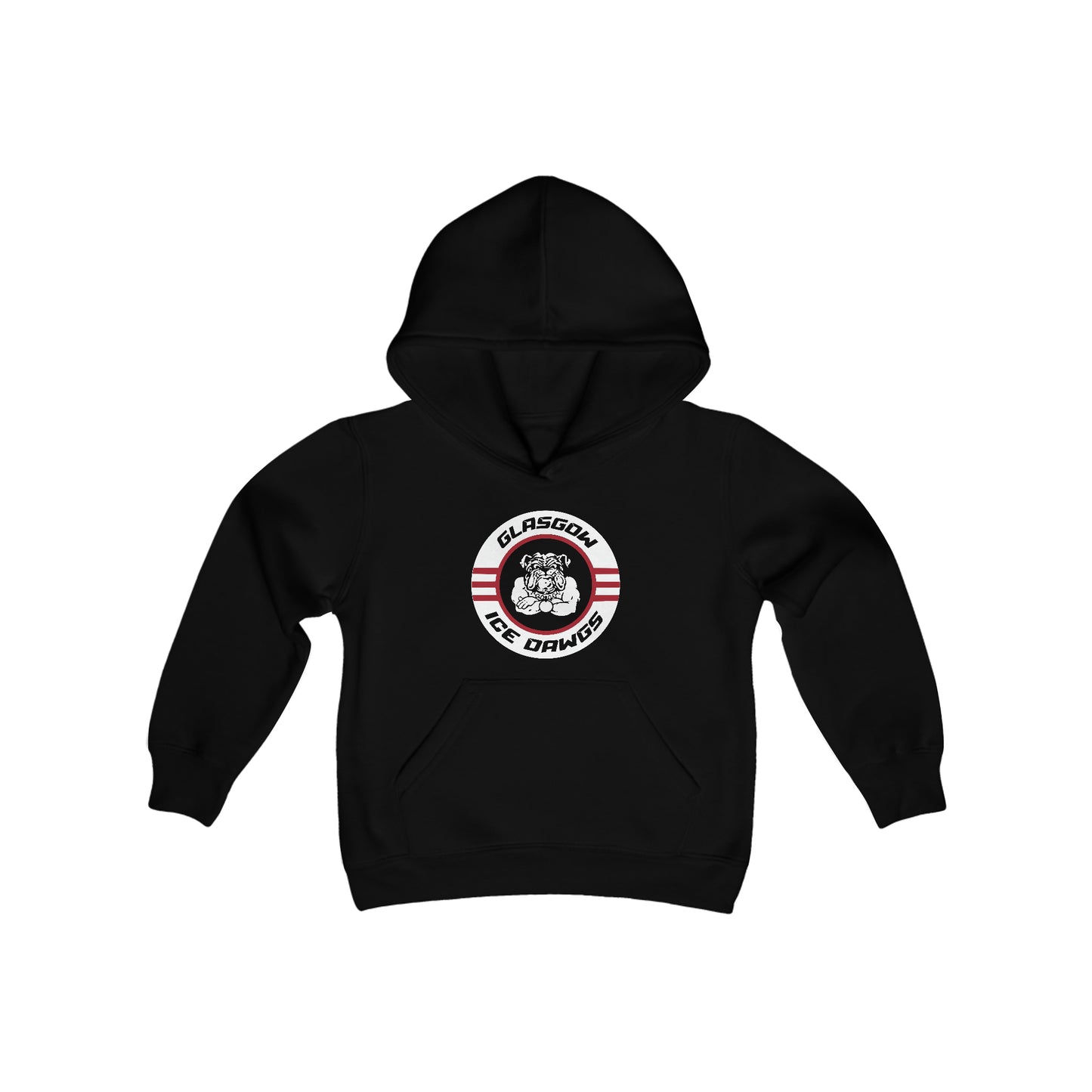 Glasgow Ice Dawgs Youth Heavy Blend Hooded Sweatshirt in Black, White, or Grey