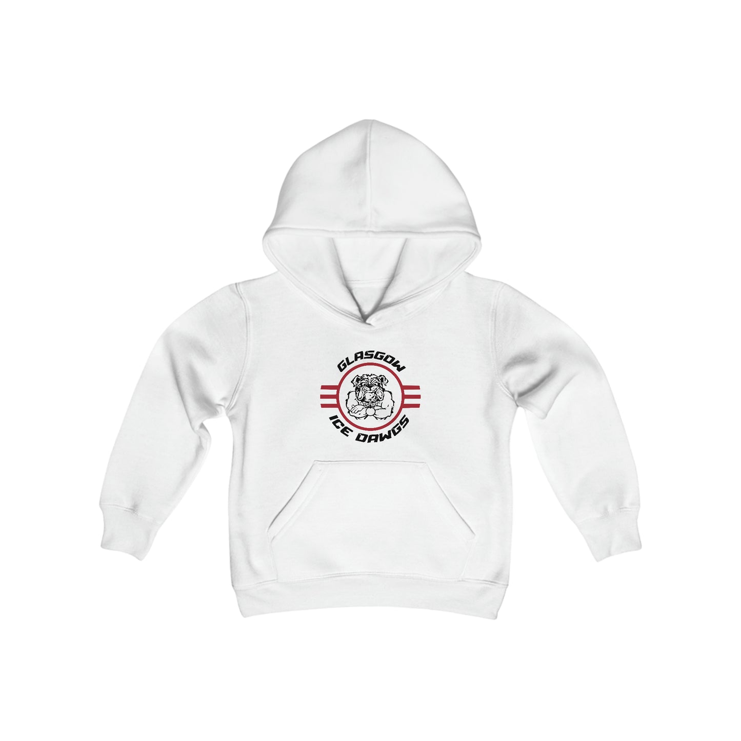 Glasgow Ice Dawgs Youth Heavy Blend Hooded Sweatshirt in Black, White, or Grey