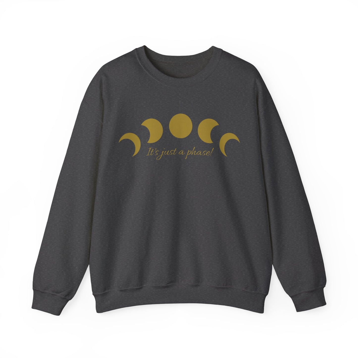 SolLingo It's Just a Phase Adult Unisex Heavy Blend™ Crewneck Sweatshirt in White, Black, Sand, Dark Heather or Navy