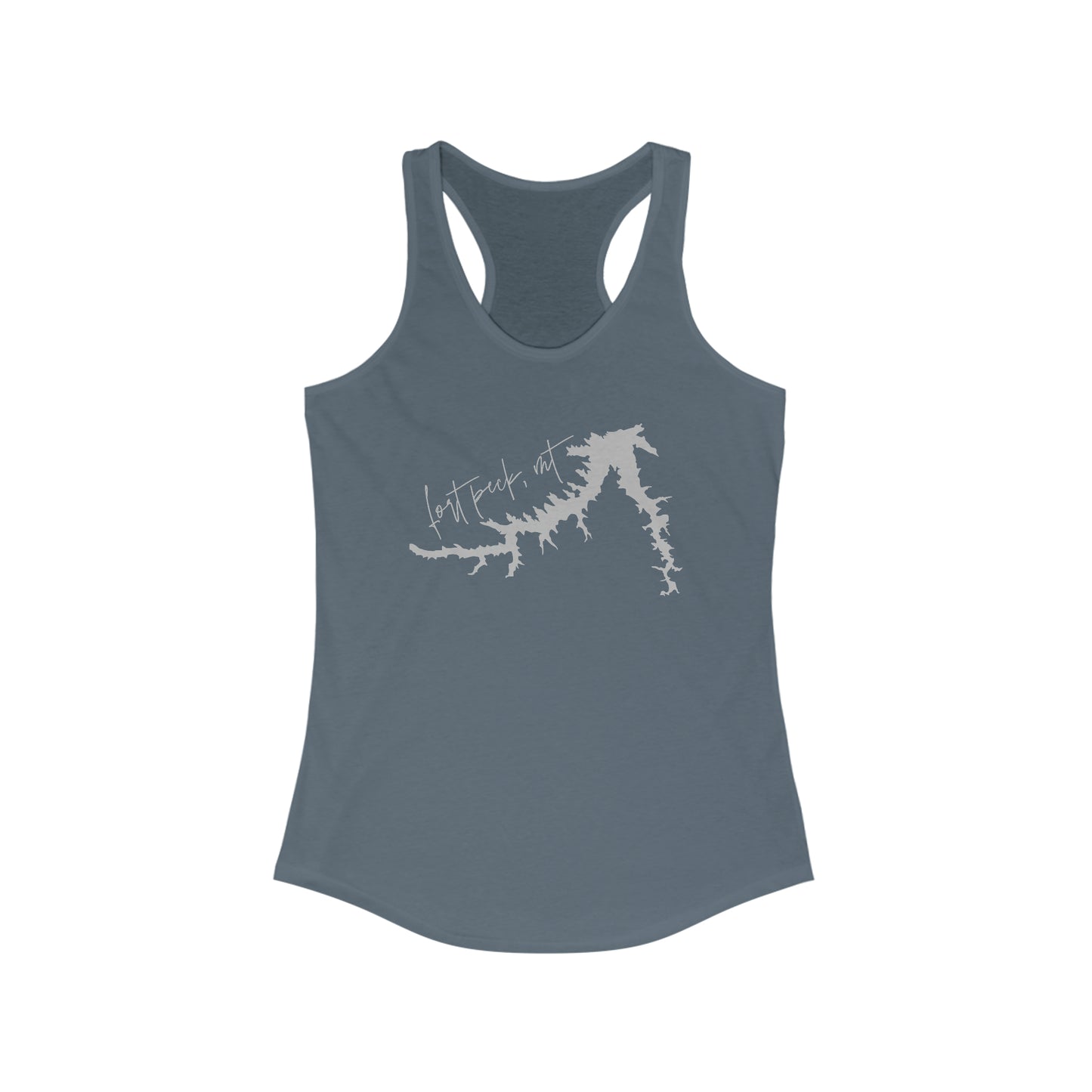 Naked Acres Fort Peck, MT Women's Ideal Racerback Tank in White, Black, Warm Grey, Military Green, Hot Pink, and Indigo